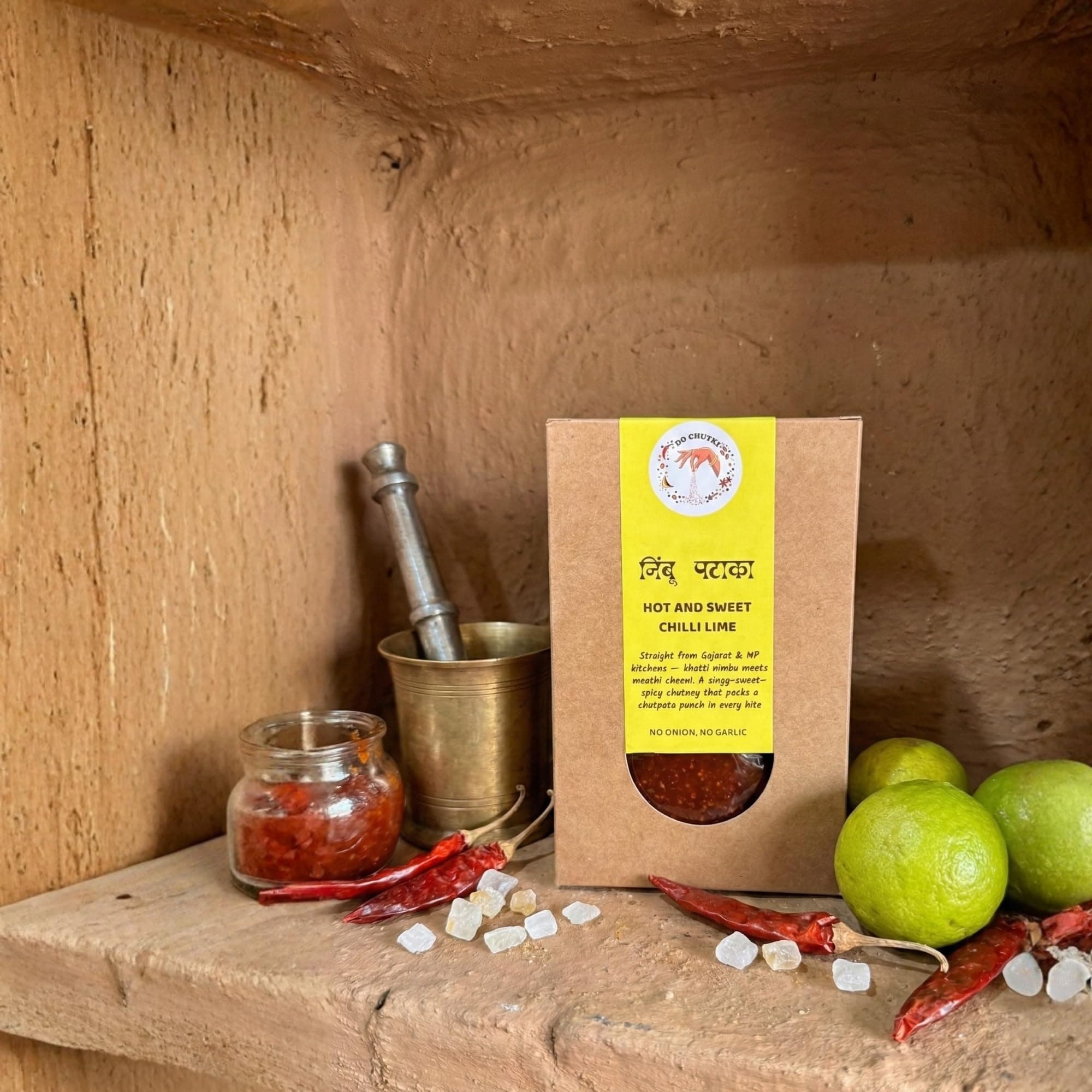 Do Chutki Nimbu Pataka - Hot & Sweet Chilli Lime Chutney 200g | Khatta Meetha Sweet Lemon Chunda Chatni | Meethi Chutney | No Onion No Garlic — image 3