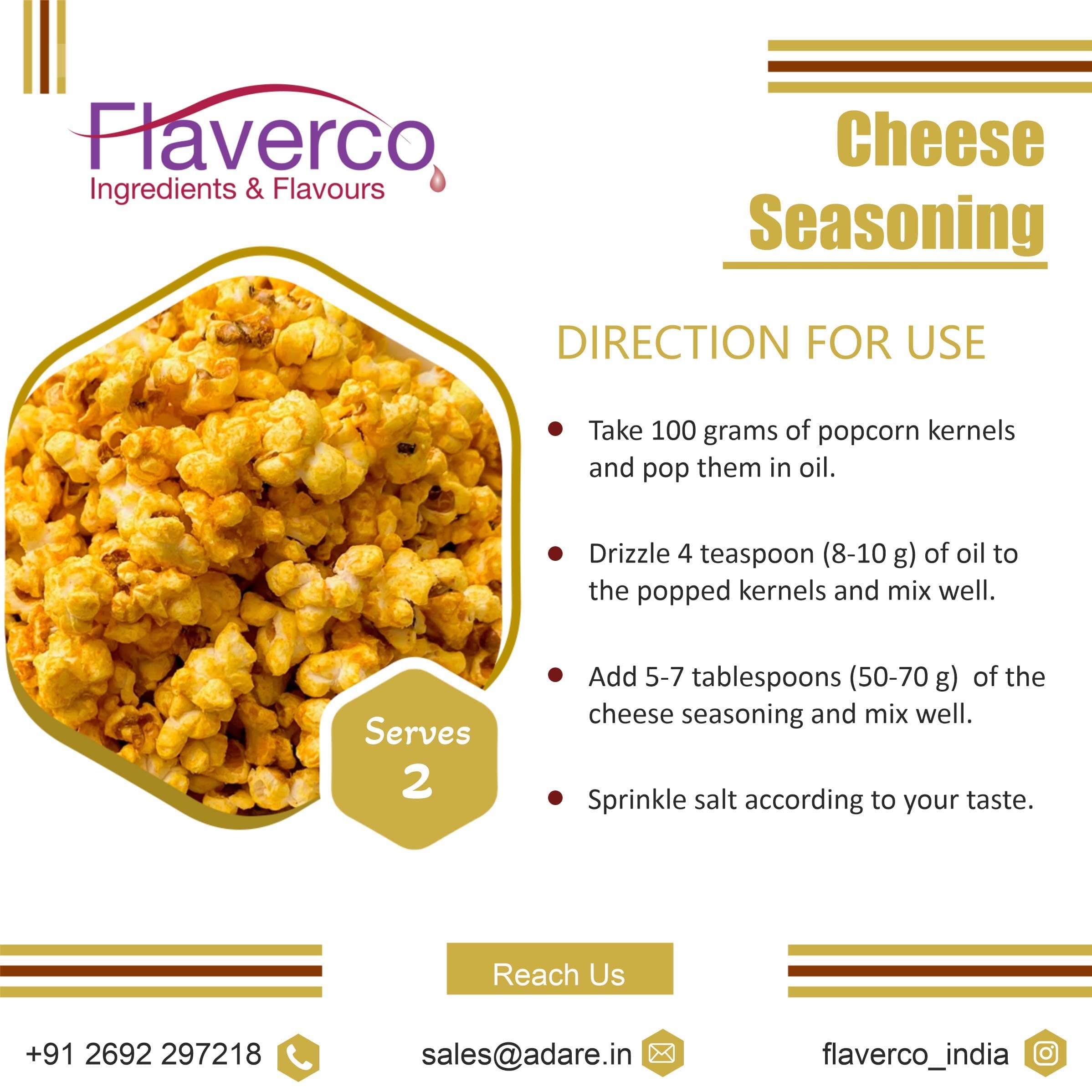 Cheese Seasoning (No Onion & Garlic) for Snacks, Makhana, Popcorn, Fries & Many More!! (100 g) — image 5
