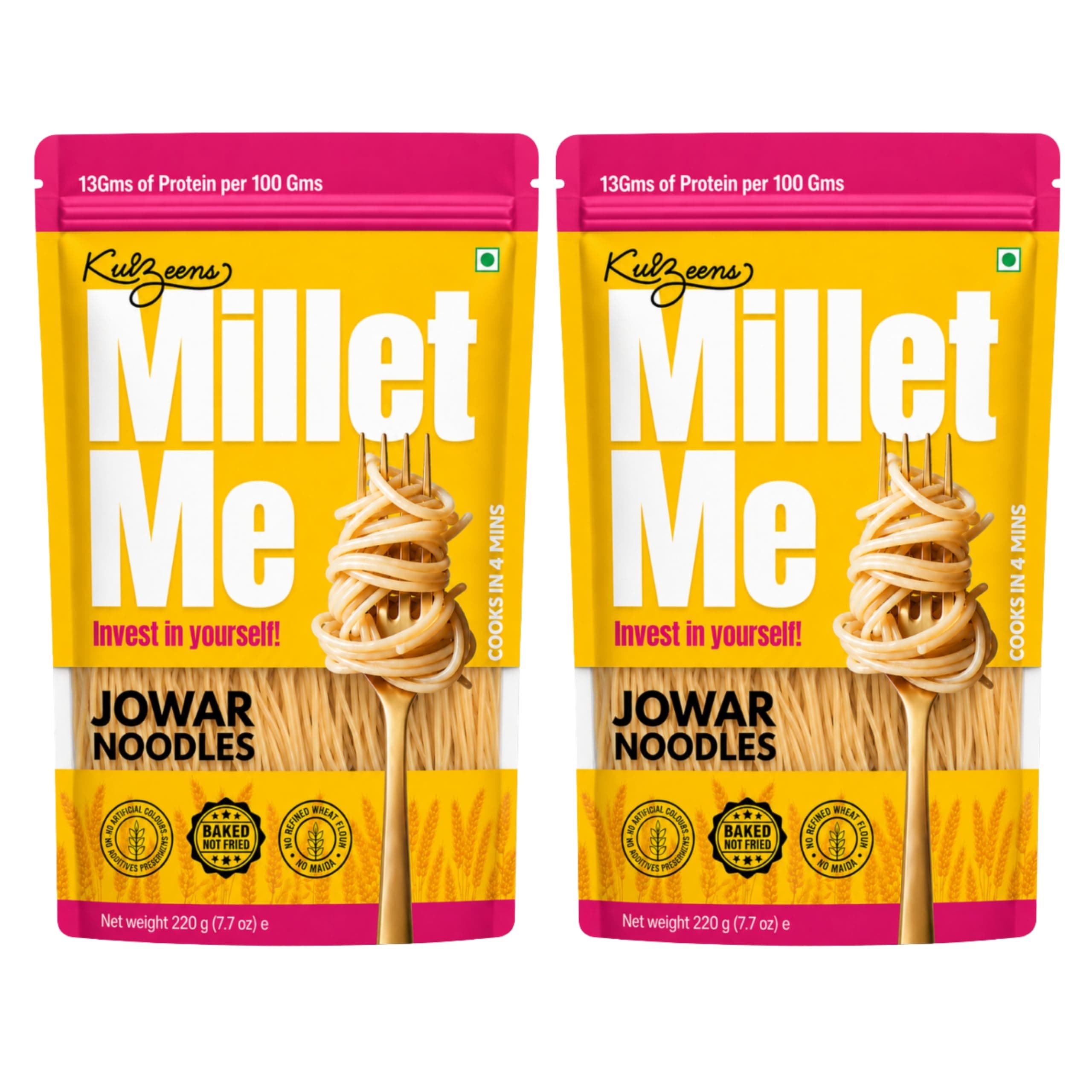 Millet Me by Kuizeens Gluten-Free Jowar Noodles - 220G (Pack of 2 ) | High-Protein SorghumNoodles | Gluten-Free Delight | Easy-to-Make | No MSG | No Preservatives | Low Glycemic |Jain | No Onion & Garlic — image 2