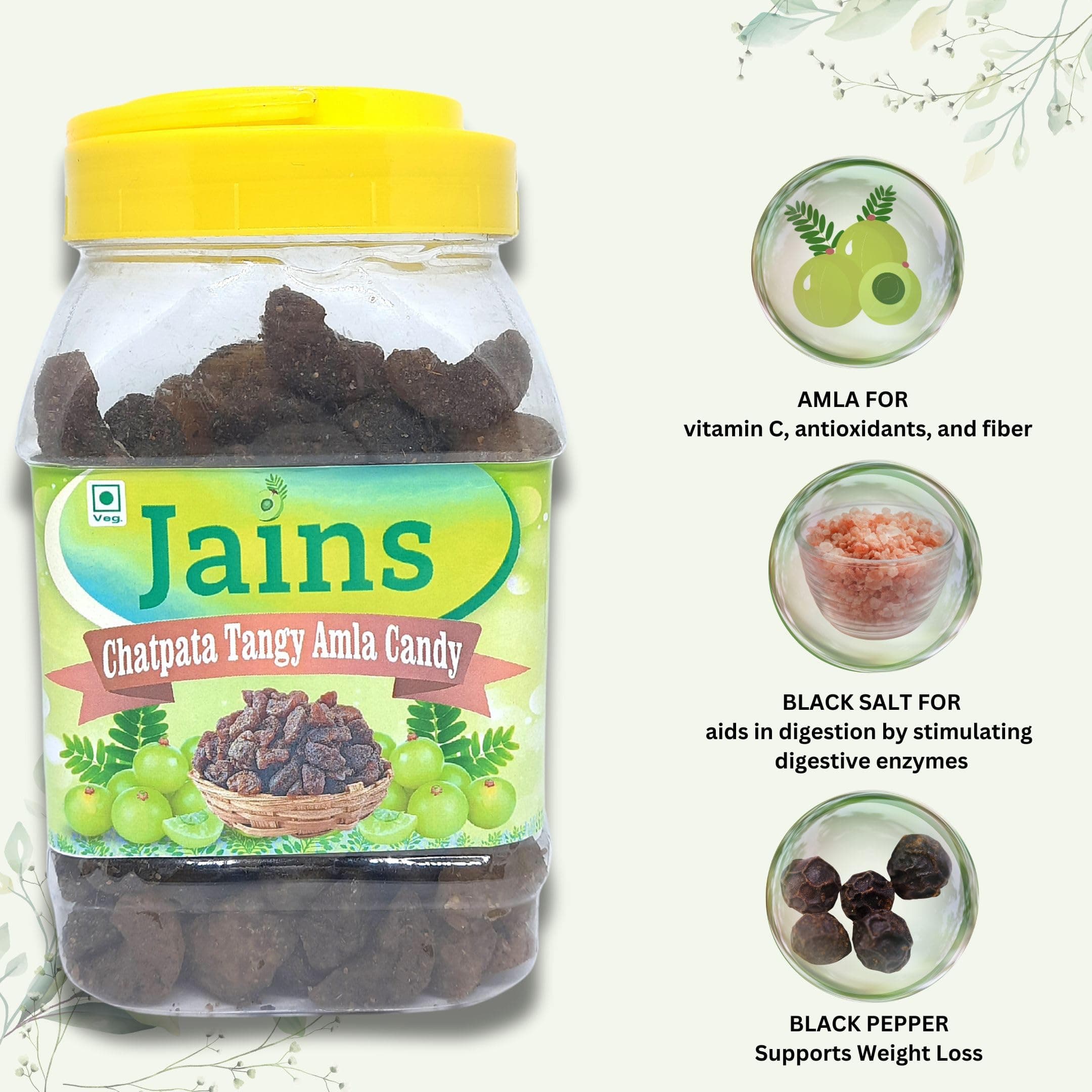 JAINS Dried Chatpata Spicy Amla Candy | Natural | No Artificial Colour Used (Amla) | Chatpata Amla Candy | Mukhwaas (500 gm) — image 4