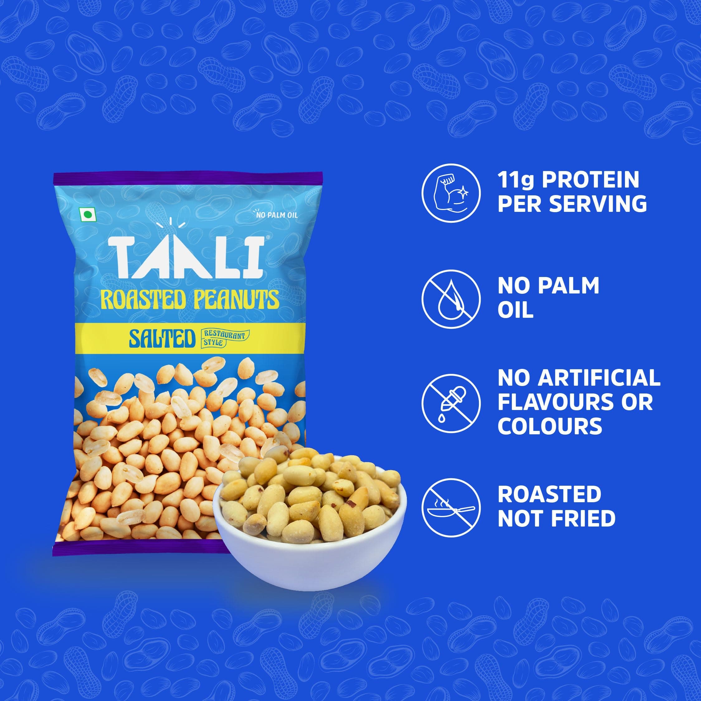 Taali Roasted Peanuts - Salted Peanuts |Crunchy Healthy Snacks | No Trans Fat, Gluten free, Roasted Not Fried (Pack of 4 x 150 gms)(weight may vary) — image 6