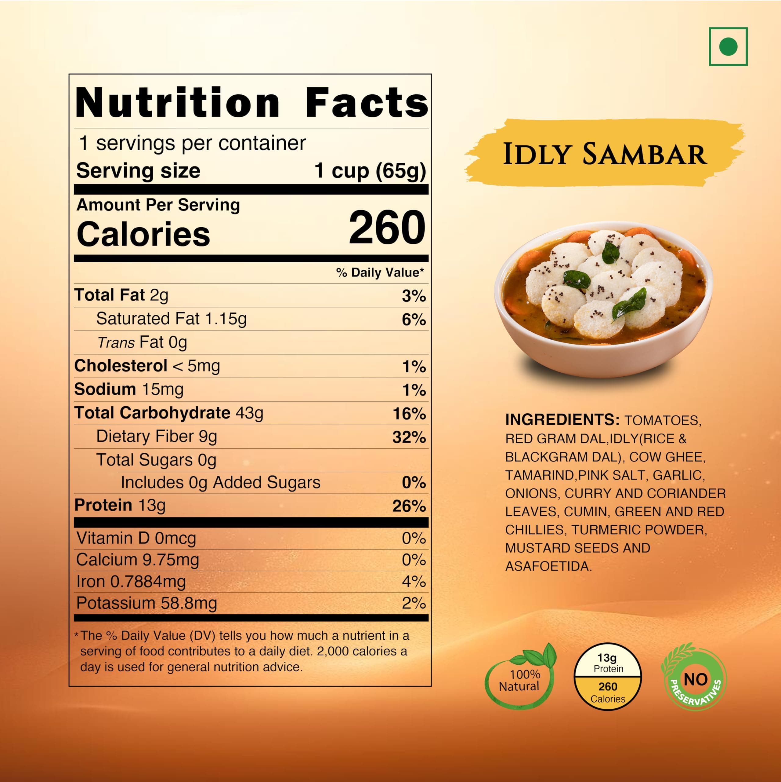Instabites Ready To Eat Combo of Veg upma, Idli Sambar, Rasam Rice, Dal Rice No Added Preservatives and Ready to Eat in Minutes - Pack of 4 — image 4
