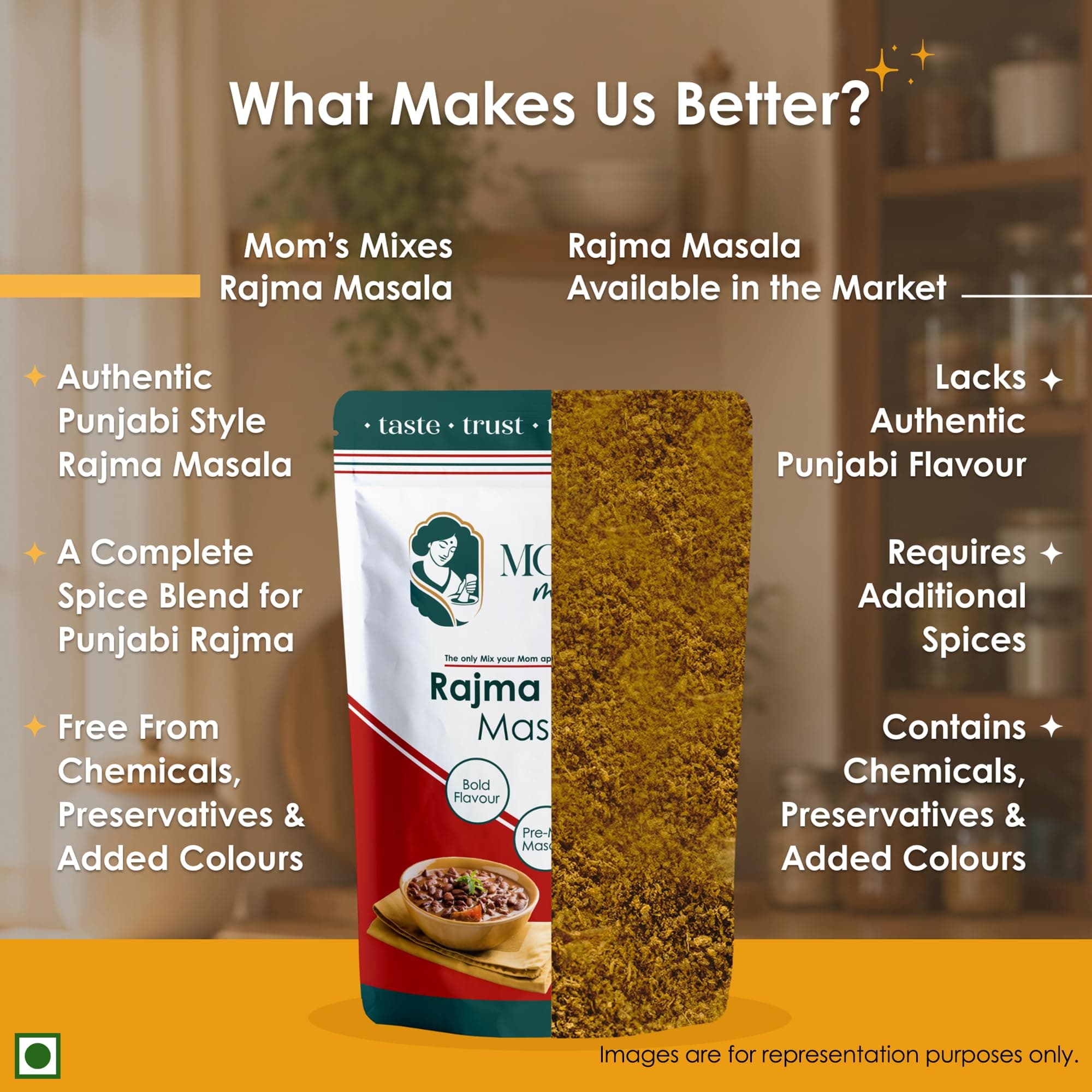 Mom’s Mixes Punjabi Style Combo | Pure Jain Spices | No Onion,No Garlic | No Chemical,No preservatives | Rajma Masala + Chole Masala | Bold North Indian Flavour | Ready-to-Mix | 100 gm Each — image 13