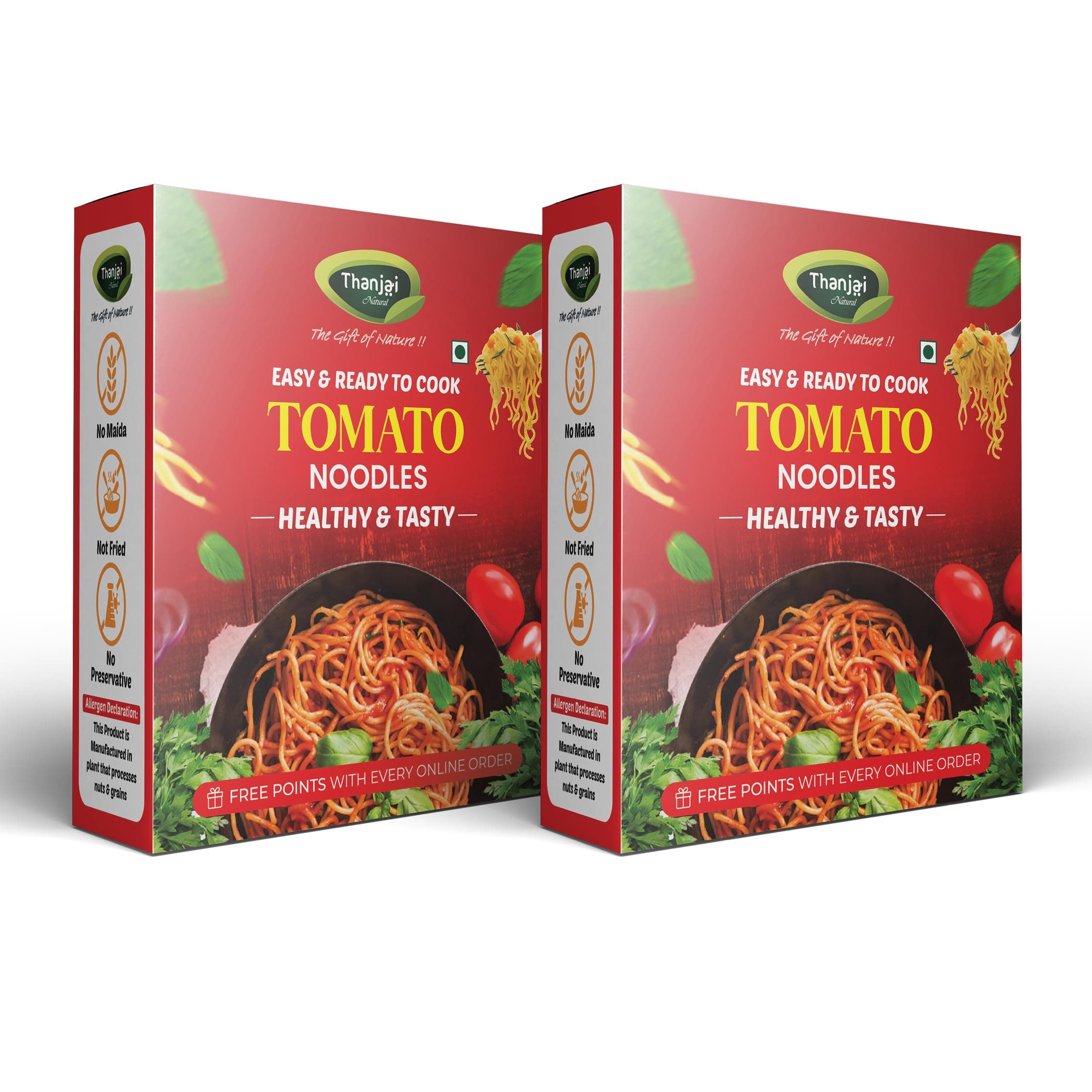 Thanjai Natural Tomato Noodles 180 Grams X 2 (No Maida Hakka Noodles, Not Fried, No MSG, Classic and Mild Millet Noodles No Preservatives, No Chemicals, No Artificial Extract) — image 2