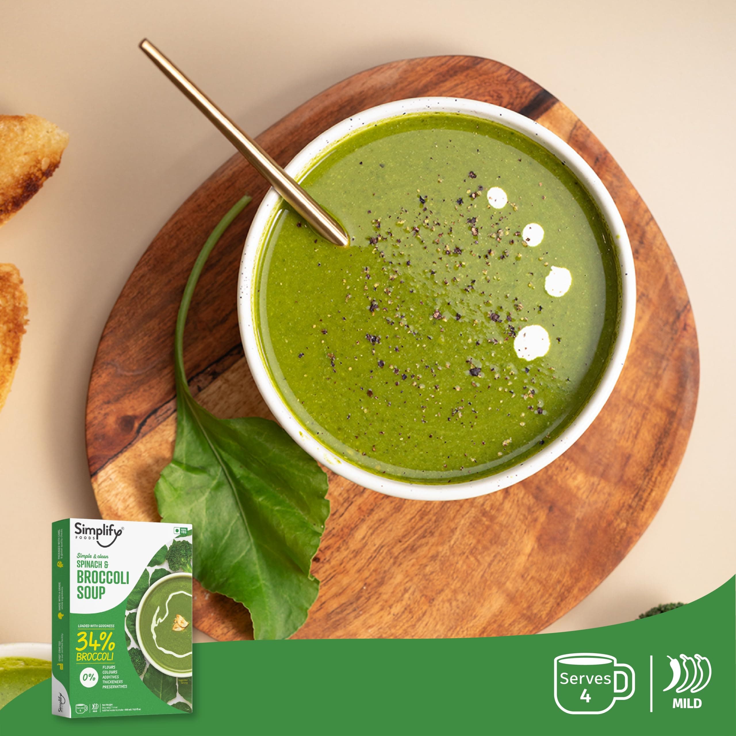Simplify Foods Spinach & Broccoli Instant Soup | Made with 34% Broccoli & 19% Spinach | Pack of 1 (Makes 500ml) | Just Add Hot Water | No Cooking Required | Clean Label | 0% Additives or Preservatives — image 5