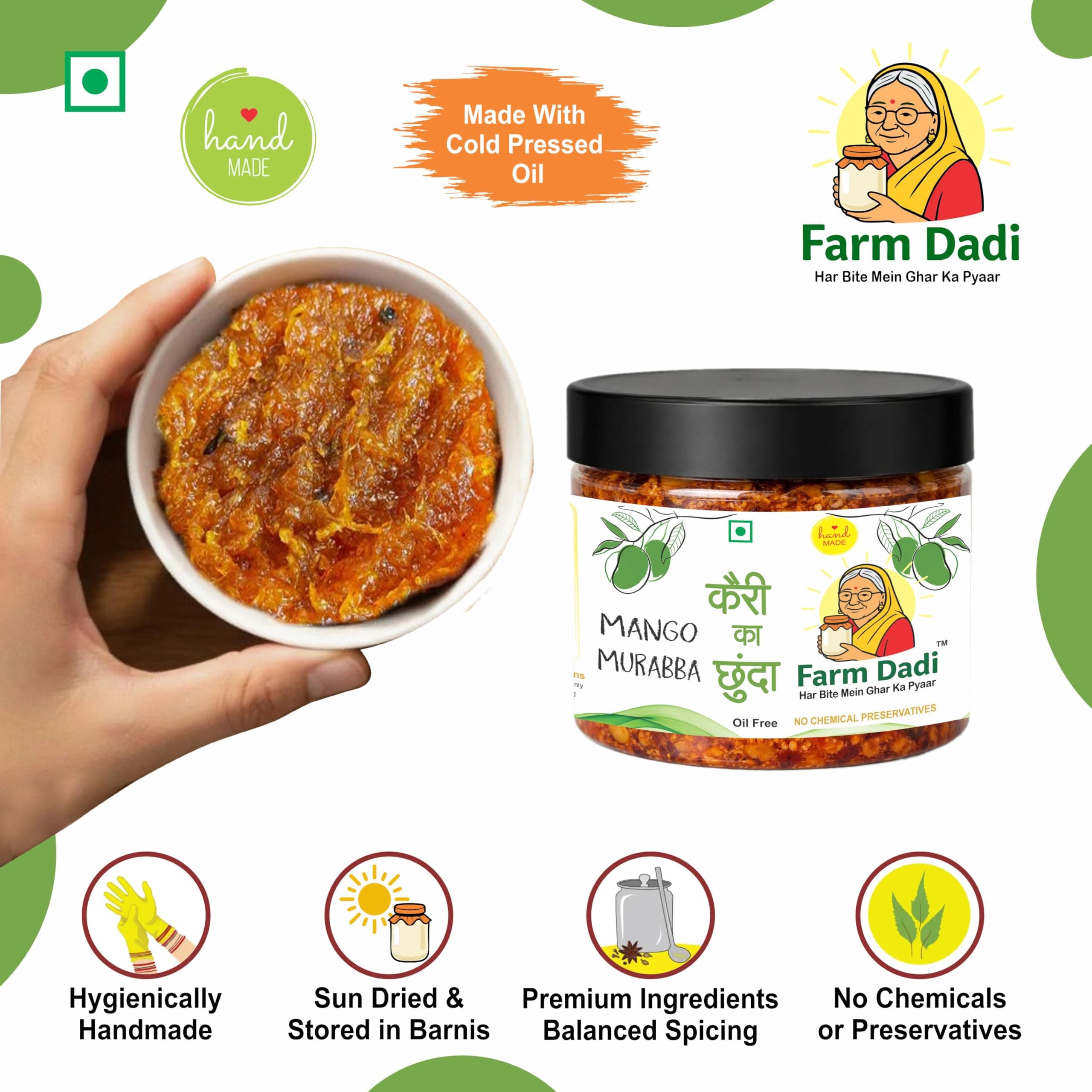 FarmDadi Mango Chunda Chutney 350g | Sweet & Tangy Aam Chunda (Aam Murabba Style) | Homemade Traditional Pickle | Oil-Free | No Chemical Preservatives — image 2