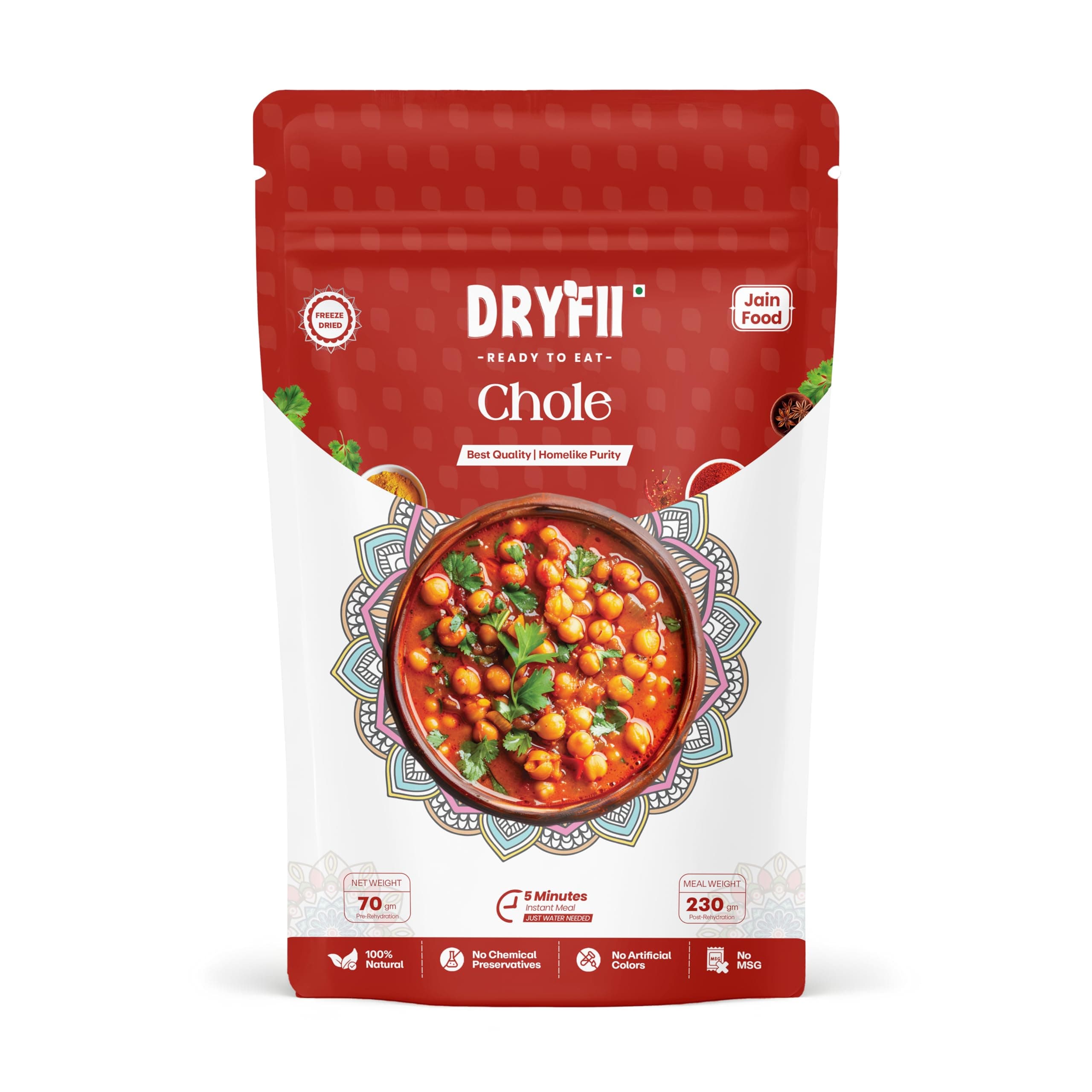 Dryfii Ready to Eat Laccha Paratha (5 Pieces, 1 Pack) & Jain Chole Combo | Freeze Dried | Flavorful Punjabi Meal | Travel Friendly — image 2