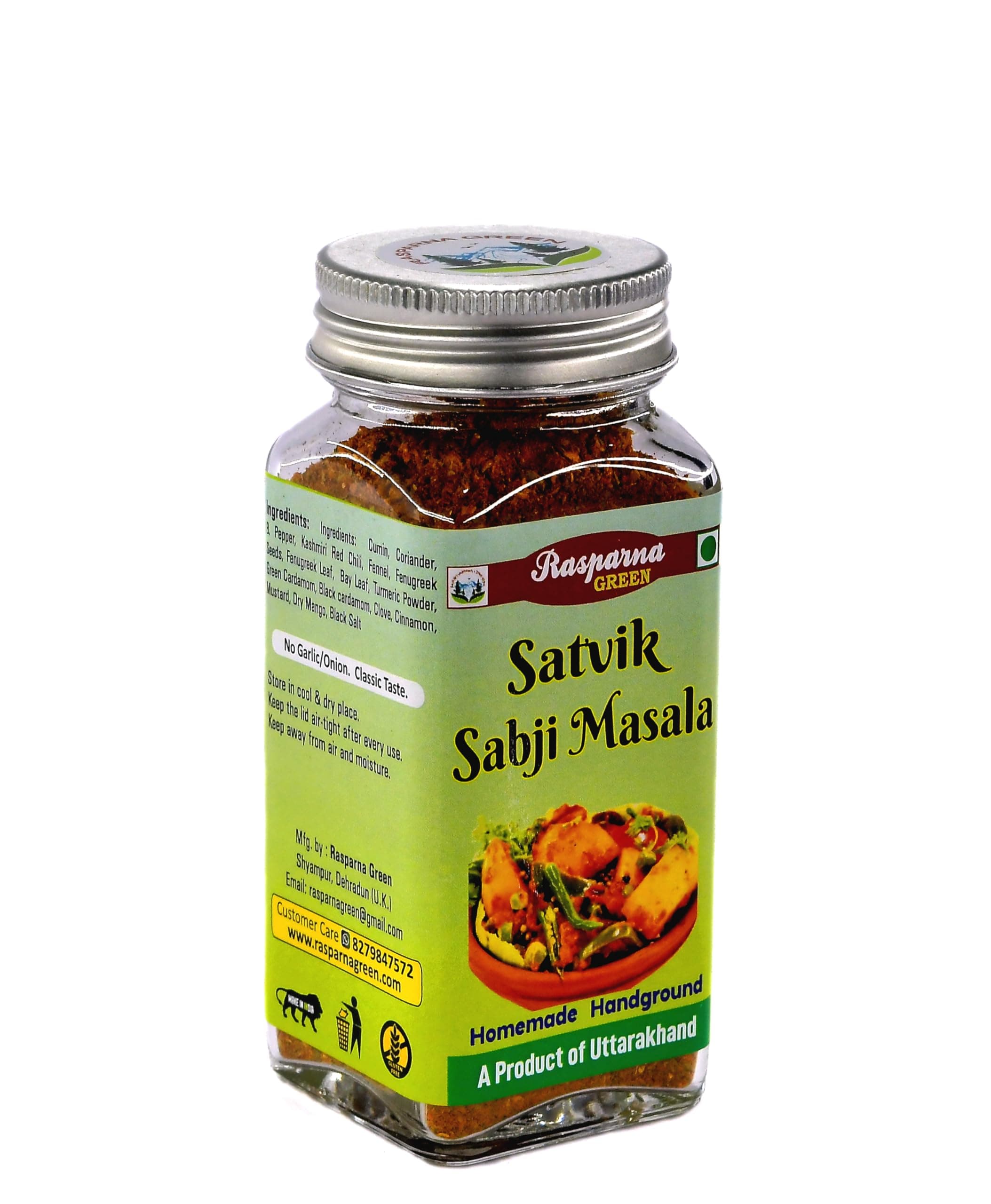 Rsaparna Green All Pure Homemade Satvik Sabji Masala Powder | No synthetic Flavor | No Garlic-Onion | Mild & classic Taste