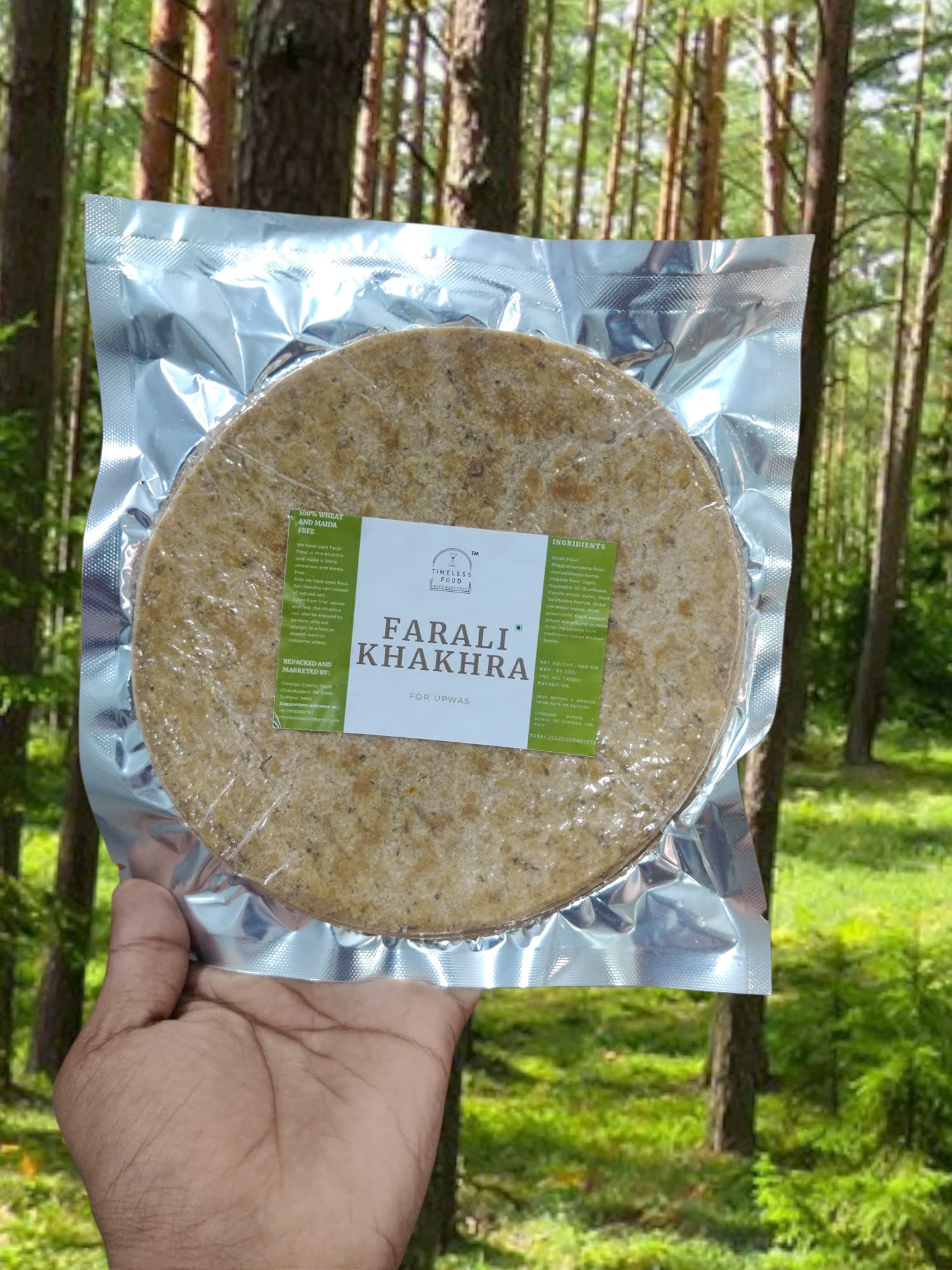Timeless Food Farali Khakhra for Upwas & Vrat 400g | Wheatless Sahgar Khakhra for Fasting | Vacuum Pack | Healthy & Crunchy Snack — image 5