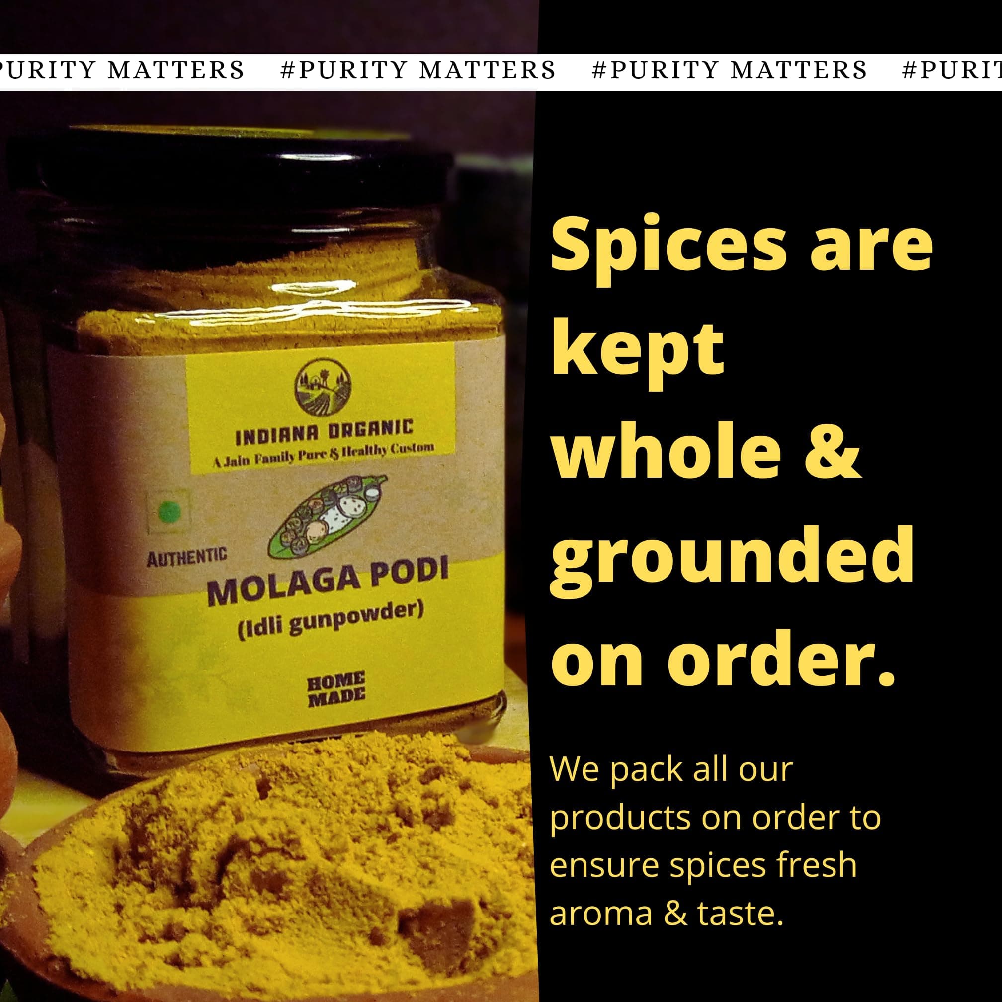 Indiana Organic Molaga Podi 150 g – Authentic Idli Gunpowder | Homemade Chutney Powder | No Onion No Garlic Jain Podi Masala | Organic South Indian Malgapodi for Dosa & Idli — image 4