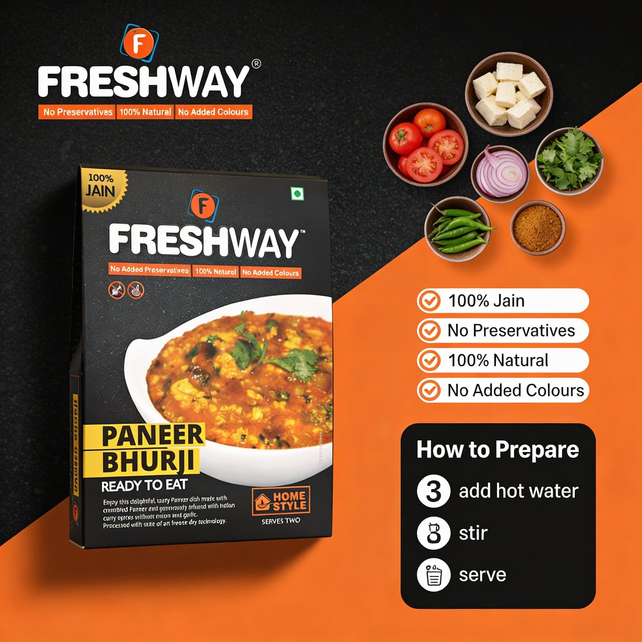 Freshway Pack Of 2 (Jain Paneer Bhurji + Jain Paneer Bhurji) Ready To Eat Freeze Dried With No Added Preservative & Colors — image 7