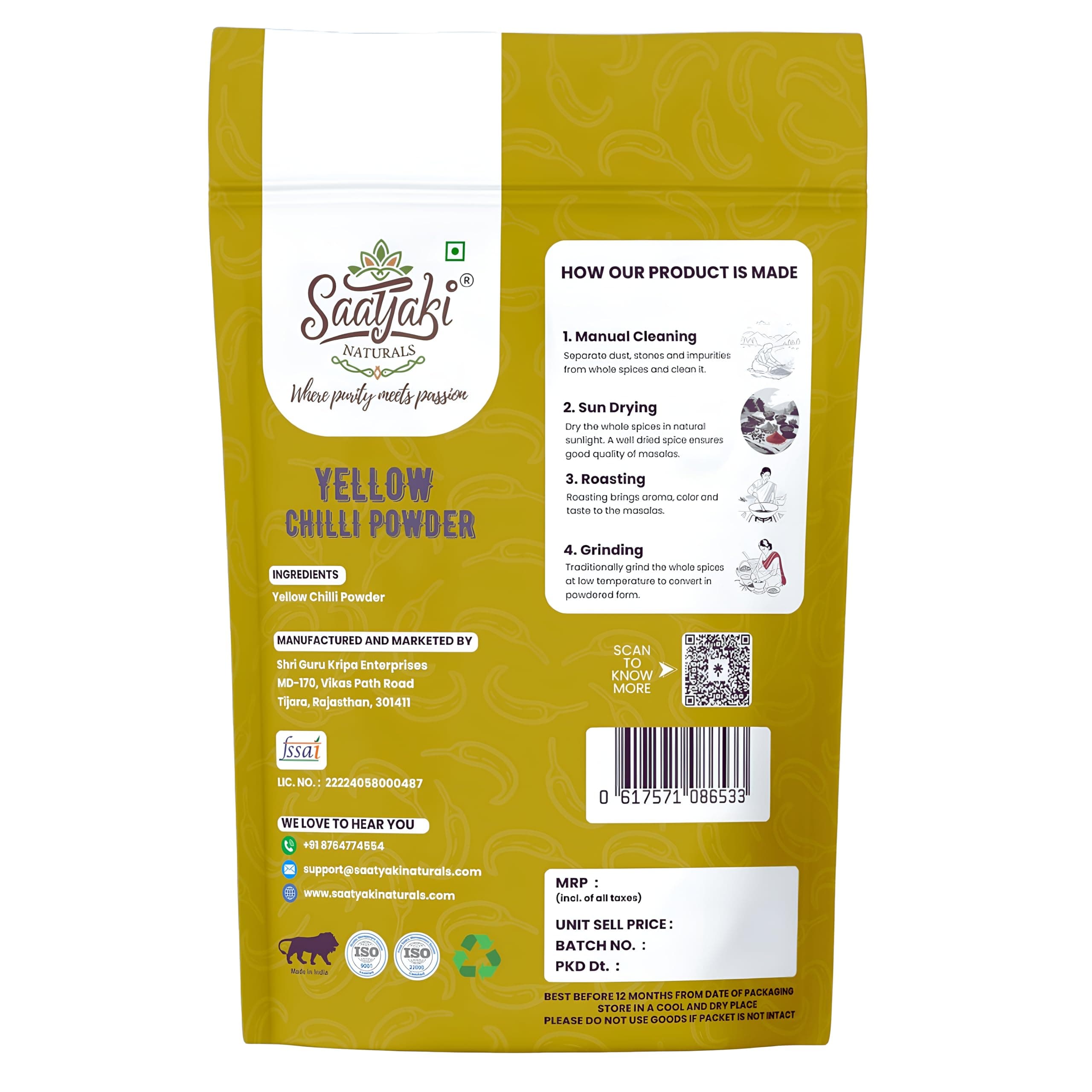 Saatyaki Naturals Organic Himalayan Yellow Chilli Powder - 100gm | Pure, Freshly Grounded Spice for Cooking, Non-GMO, Gluten-Free – Perfect for Curries, Marinades, and Seasoning — image 2