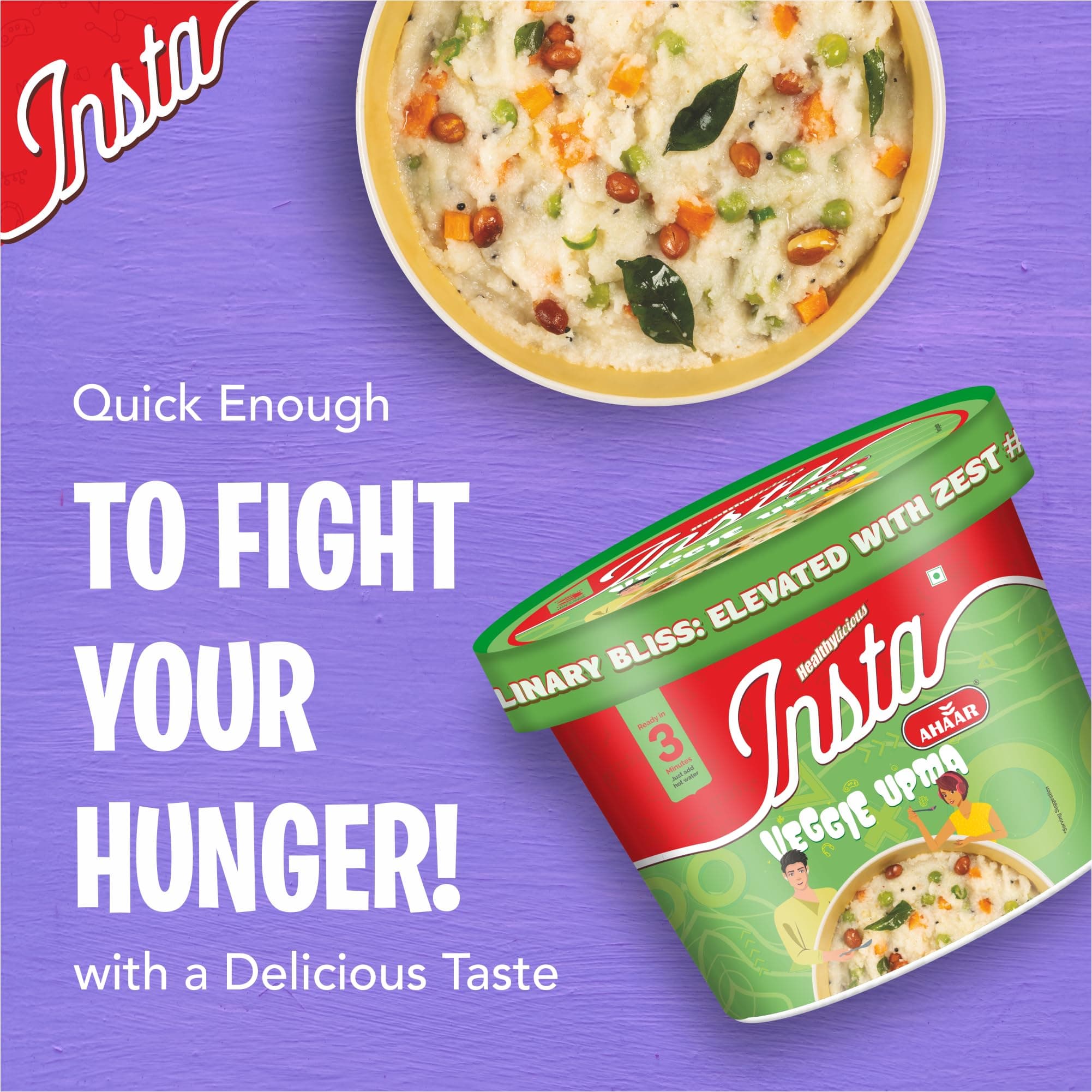Insta Ahaar Ready To Eat Upma, Cuppa 80g Pack of 1 — image 3