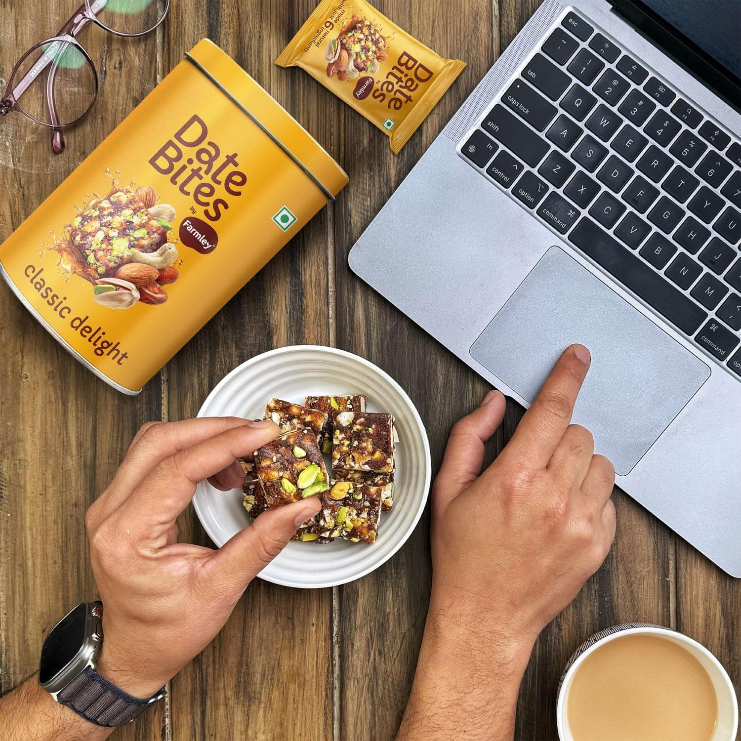 Farmley Date Bites I Dates Barfi Made with Dates, Pista, Cashews, Almonds, Honey and Pure Ghee I Dry Fruits Nuts, Healthy Snacks Sweets,Gluten Free, No Added Sugar (200g, Dates Bites Jar) — image 8