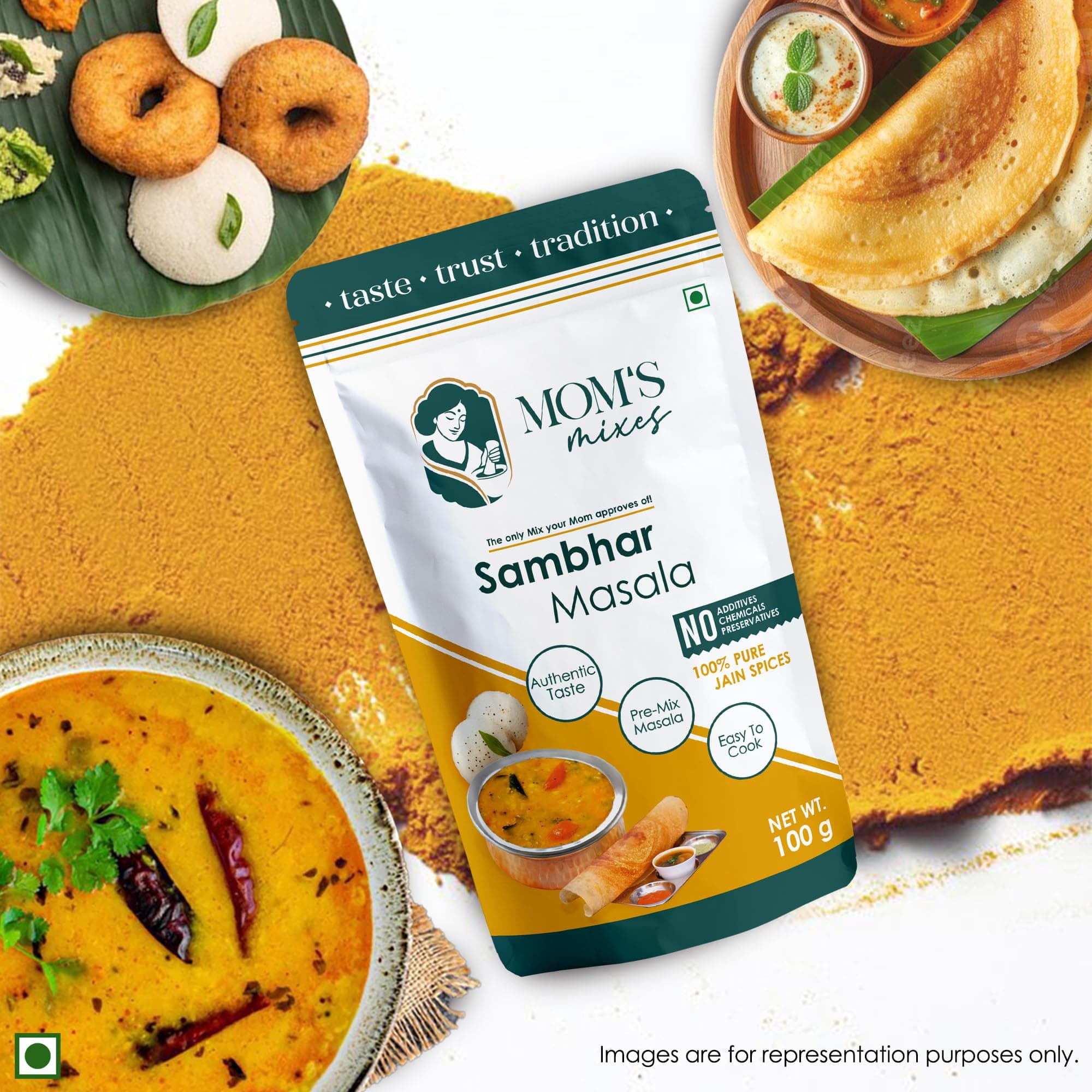 Mom’s Mixes Sambhar Masala (Sambhar Powder) | Pre-Mix Masala | No Onion No Garlic (Jain Friendly) | Authentic South Indian Taste | No Preservatives | 200g — image 7