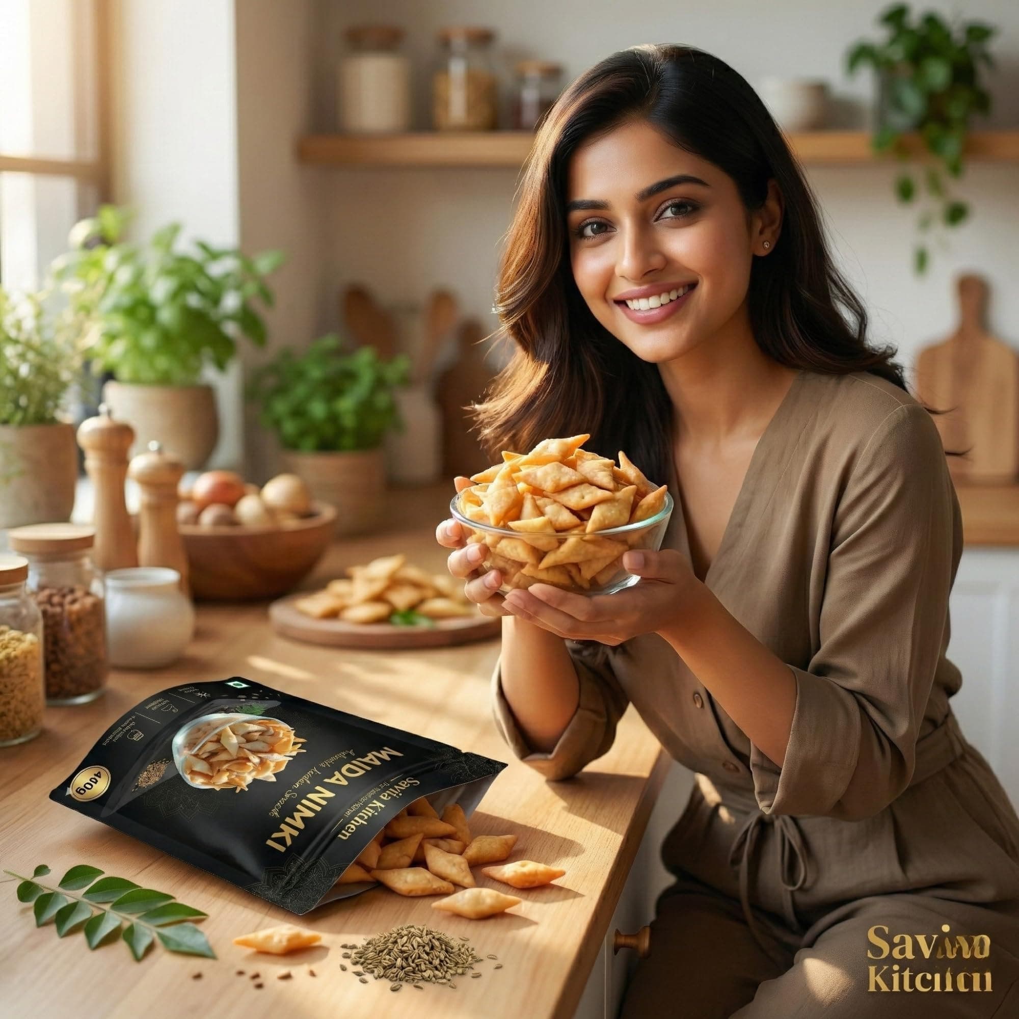 Savita Kitchen Authentic Maida Nimki (Namak Para) | Crispy Indian Tea-Time Snack | Bihar Style Homemade Namkeen | Ajwain Spiced, No Artificial Flavors | 400g — image 3