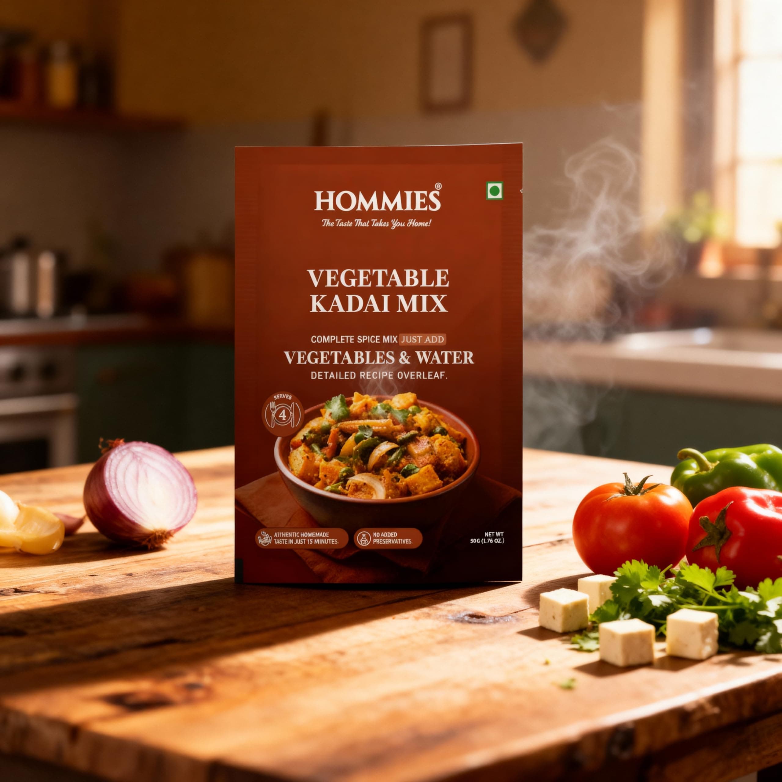 Hommies Curry Spice Combo | Kashmiri Dum Aloo, Vegetable Kadai, Stuffed Baingan Masala & Stuffed Bhindi Masala | Ready to Cook | Just Add Veggies & Basics | Serves 4 Each | No Preservatives | Vegetarian| Pack of 4 (50g Each, Total 200g) (Combo of 4-4) — image 5