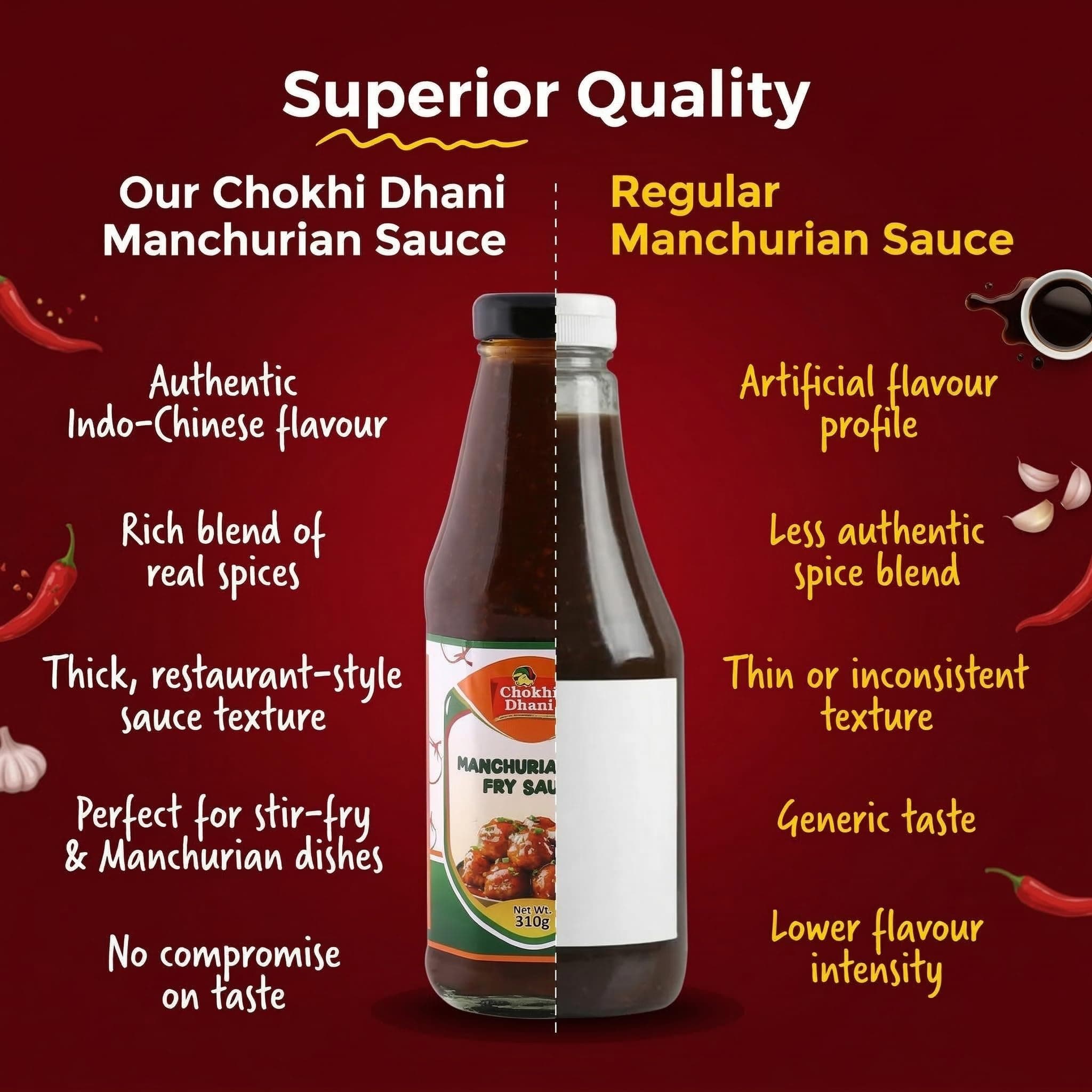 Chokhi Dhani Manchurian Sauce 310g | Indo Chinese Stir Fry Sauce | Cooking Sauce | Restaurant Style Manchurian Flavour — image 5