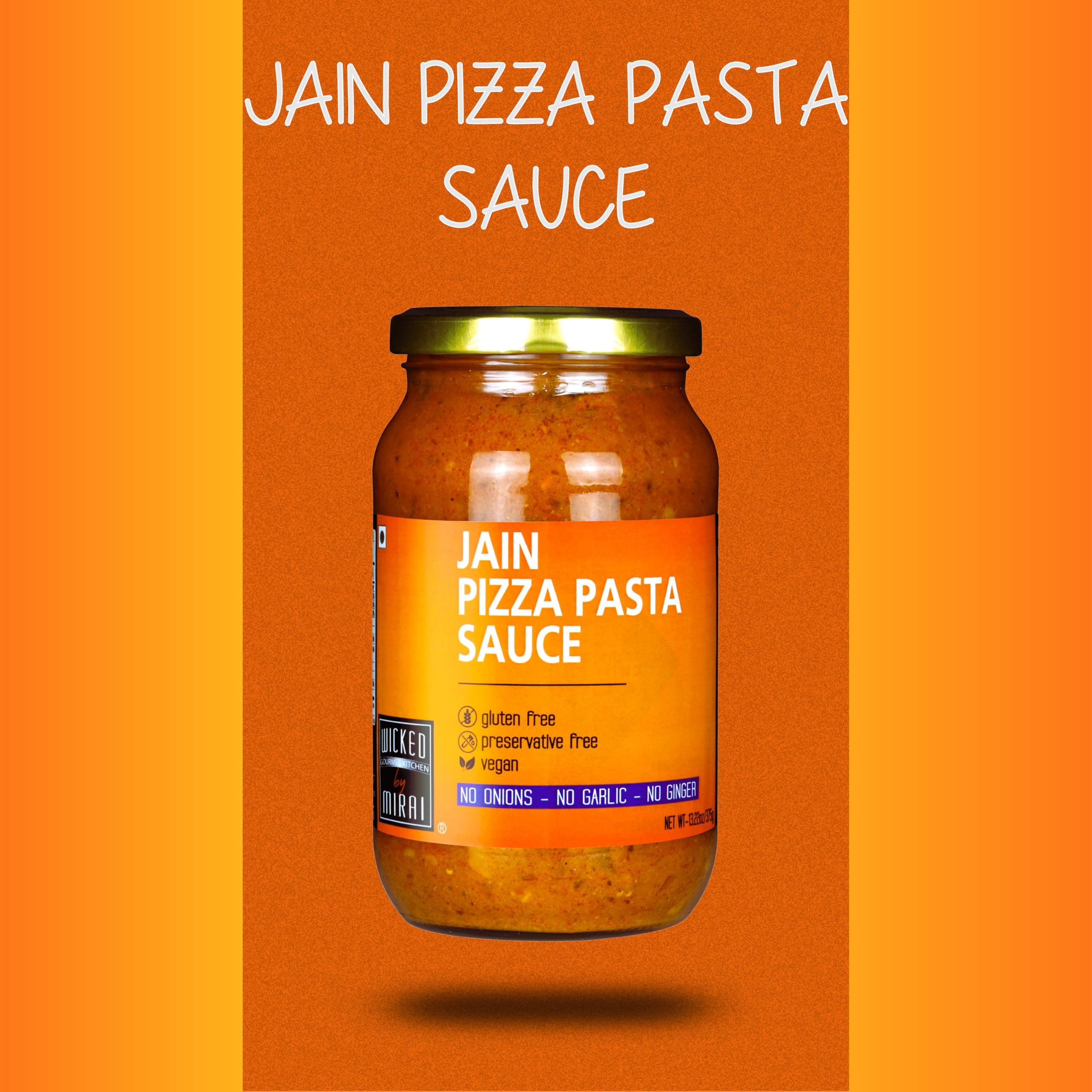 WICKED GOURMET KITCHEN by MIRAI® I Jain Pizza Pasta Sauce I Fresh Tomato & Basil Sauce I No Onions – No Garlic I Pizzeria style Sauce I Preservative Free – Gluten Free – Vegan I Nett Wt: 375g — image 4