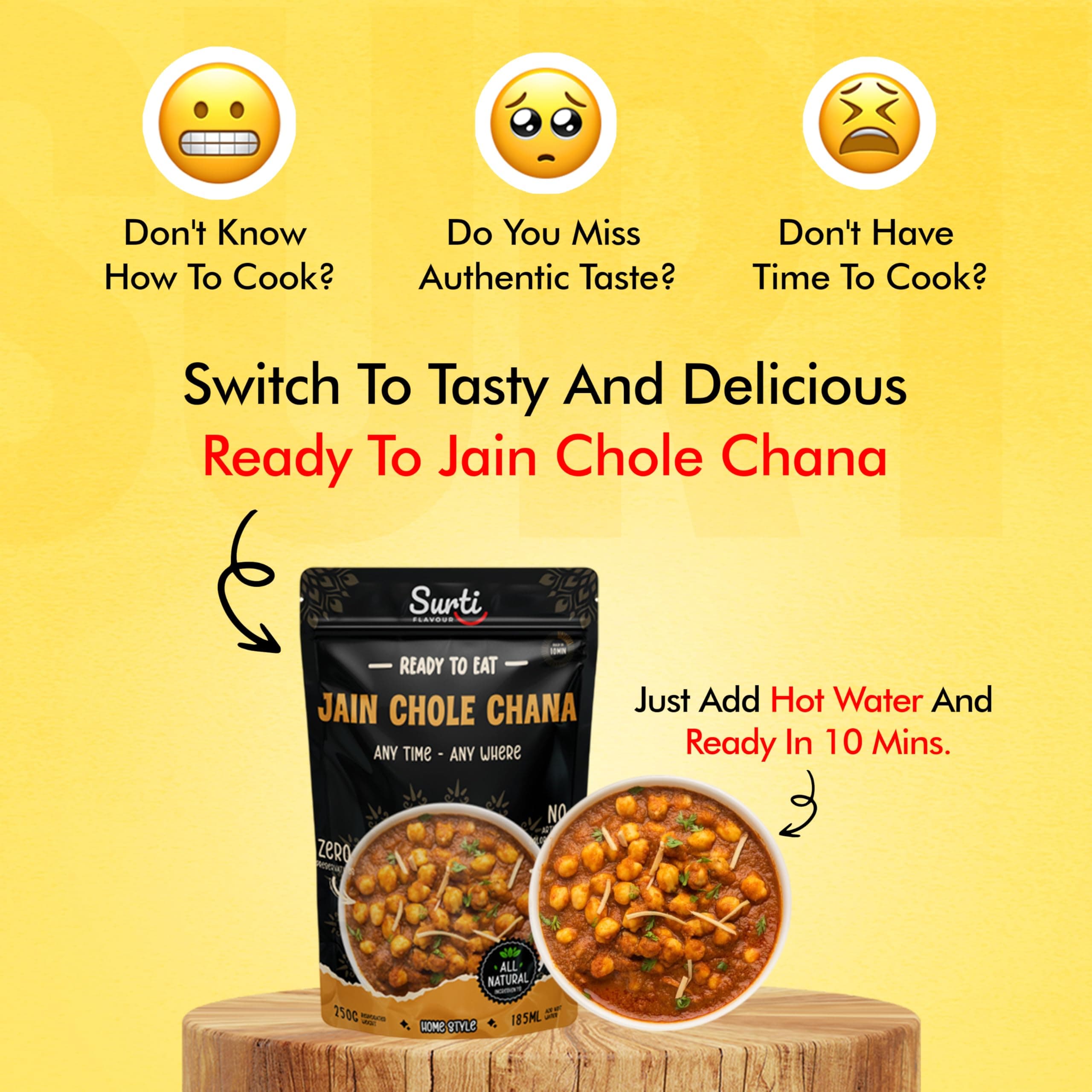 Surtiflavour Authentic Jain Chole Chana, Instant Ready-to-Eat, 250 gram, Gluten-Free, Preservative-Free, Vegetarian (Pack of 1) — image 8
