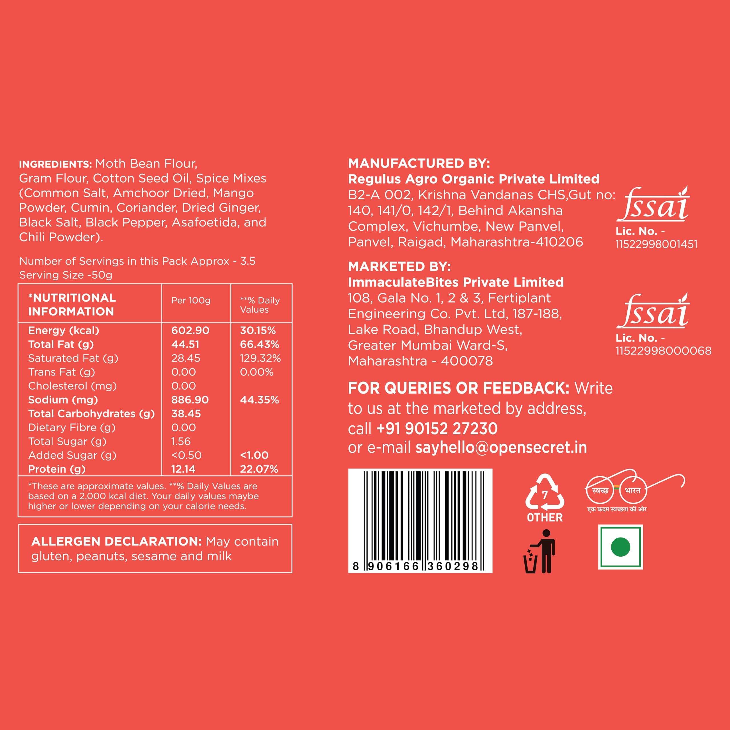 Open Secret Namkeen | 175g | Bhujia, Namkeen Snacks, Bhujia Sev, Healthy Snacks, Unjunked, Baked Not Fried, No Palm Oil, Zero Trans Fat, No Cholesterol (Pack of 1) — image 3