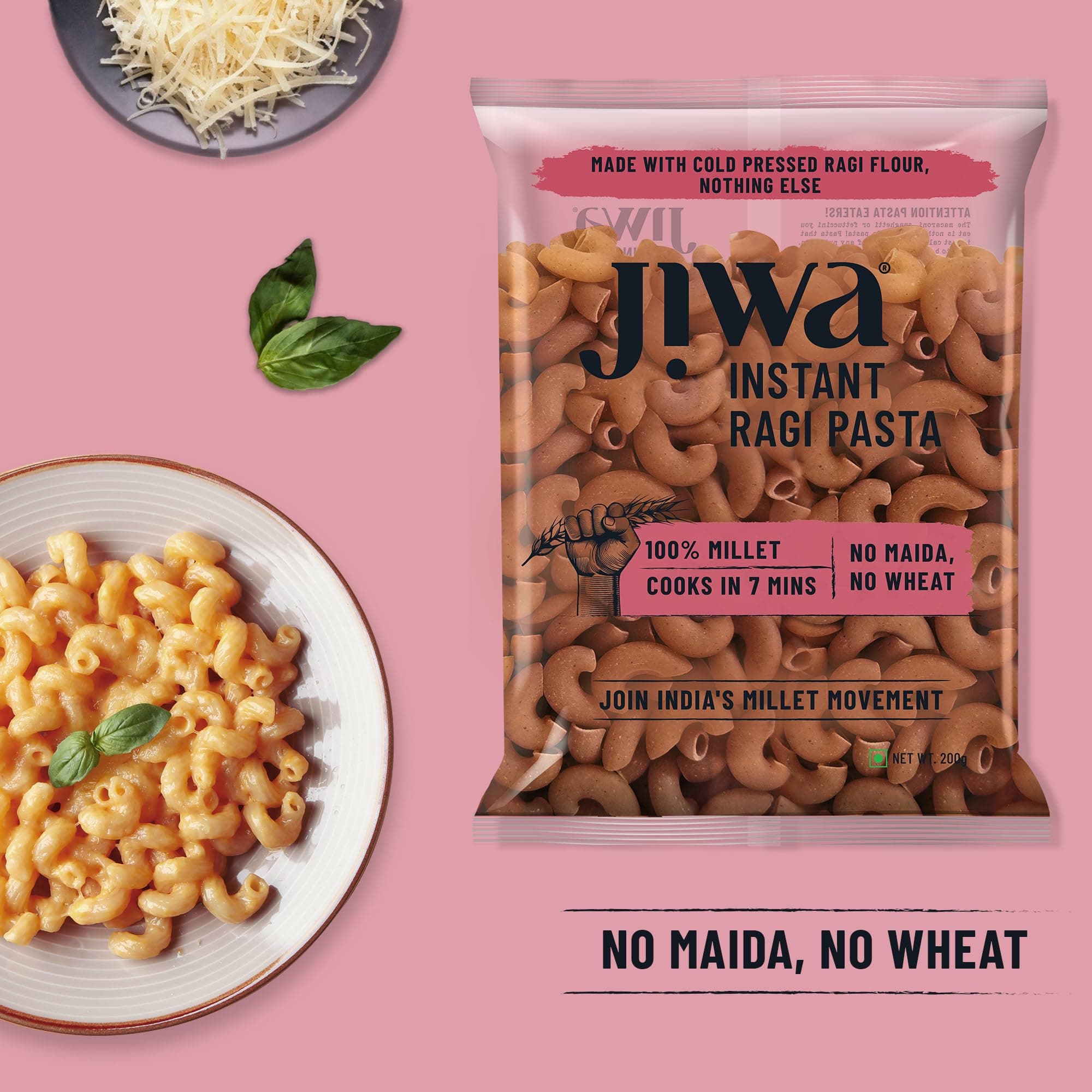 Jiwa Instant Ragi Macaroni Pasta | 200 G | Cooks In 7 Minutes | Ready To Cook | 100% Millet | No Maida, No Atta | Gluten Free — image 4