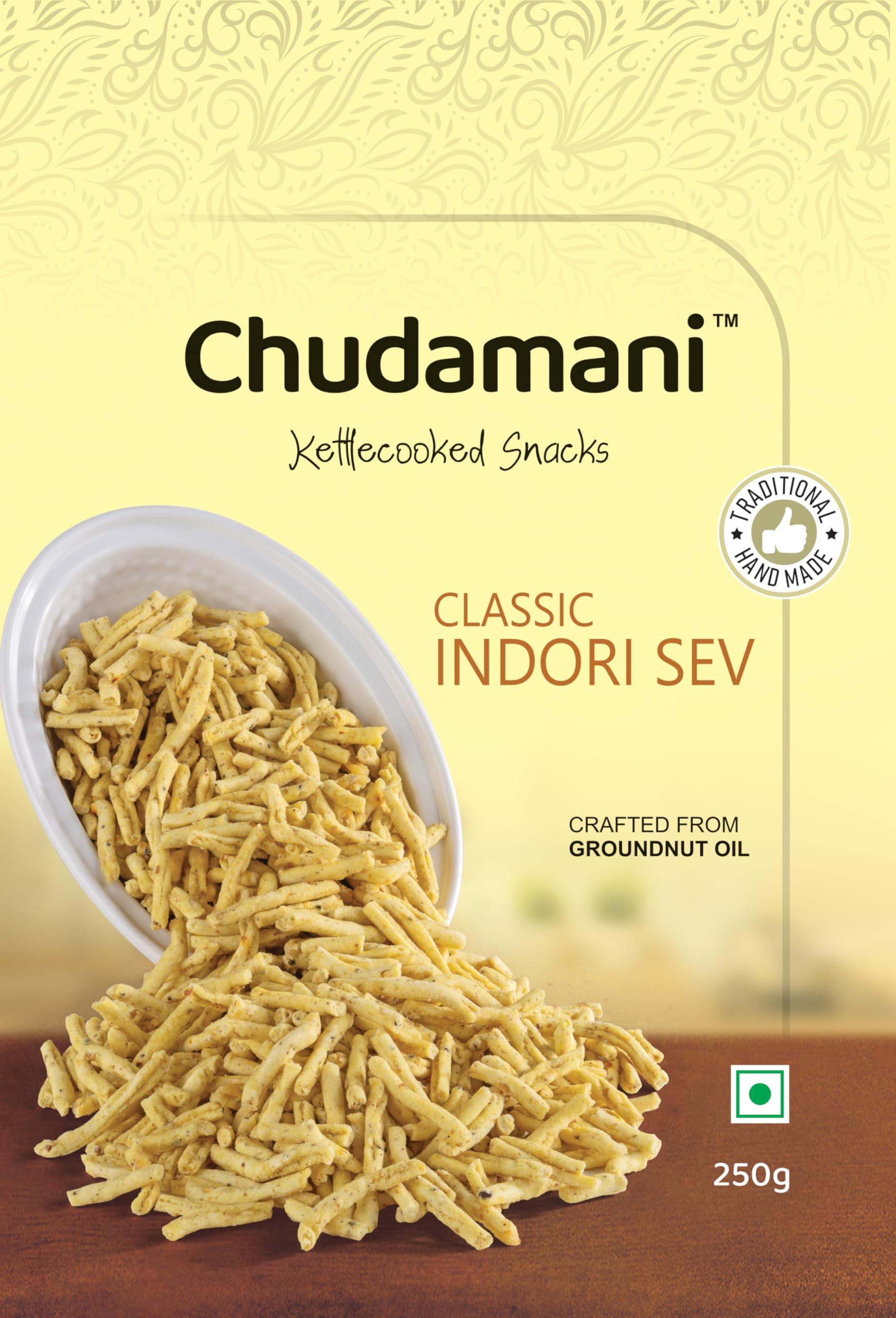 Chudamani Classic Indori Sev, Kettlecooked Snacks, Crispy and Spicy Namkeen, Famous Indori Cooked Snacks Namkeen - 250gm — image 5