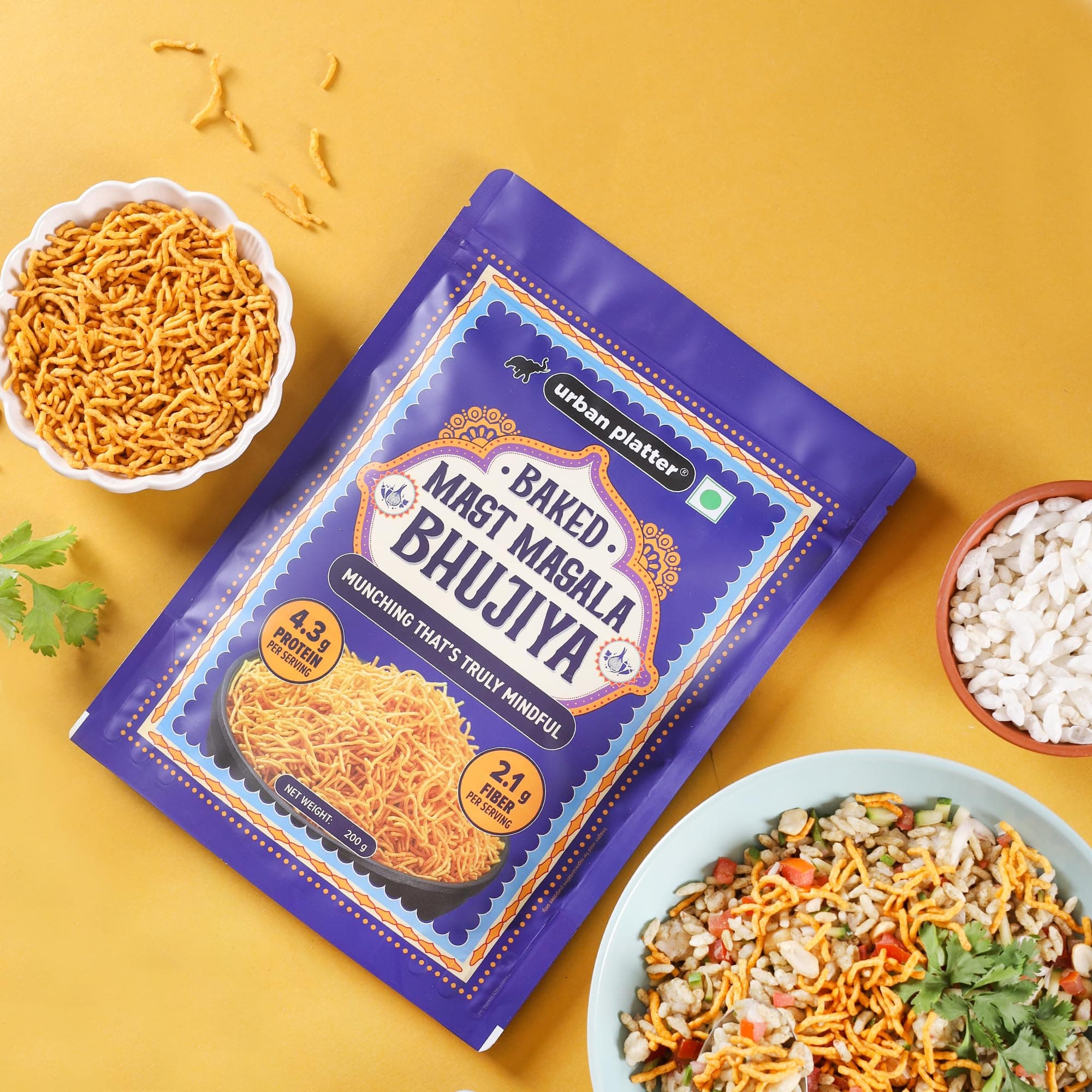Urban Platter Baked Bhujia/Bhujiya Mast Masala, 200g (Baked Not Fried, Better-For-You Indian Snack, 4.3g Protein & 2.1g Fibre) — image 8