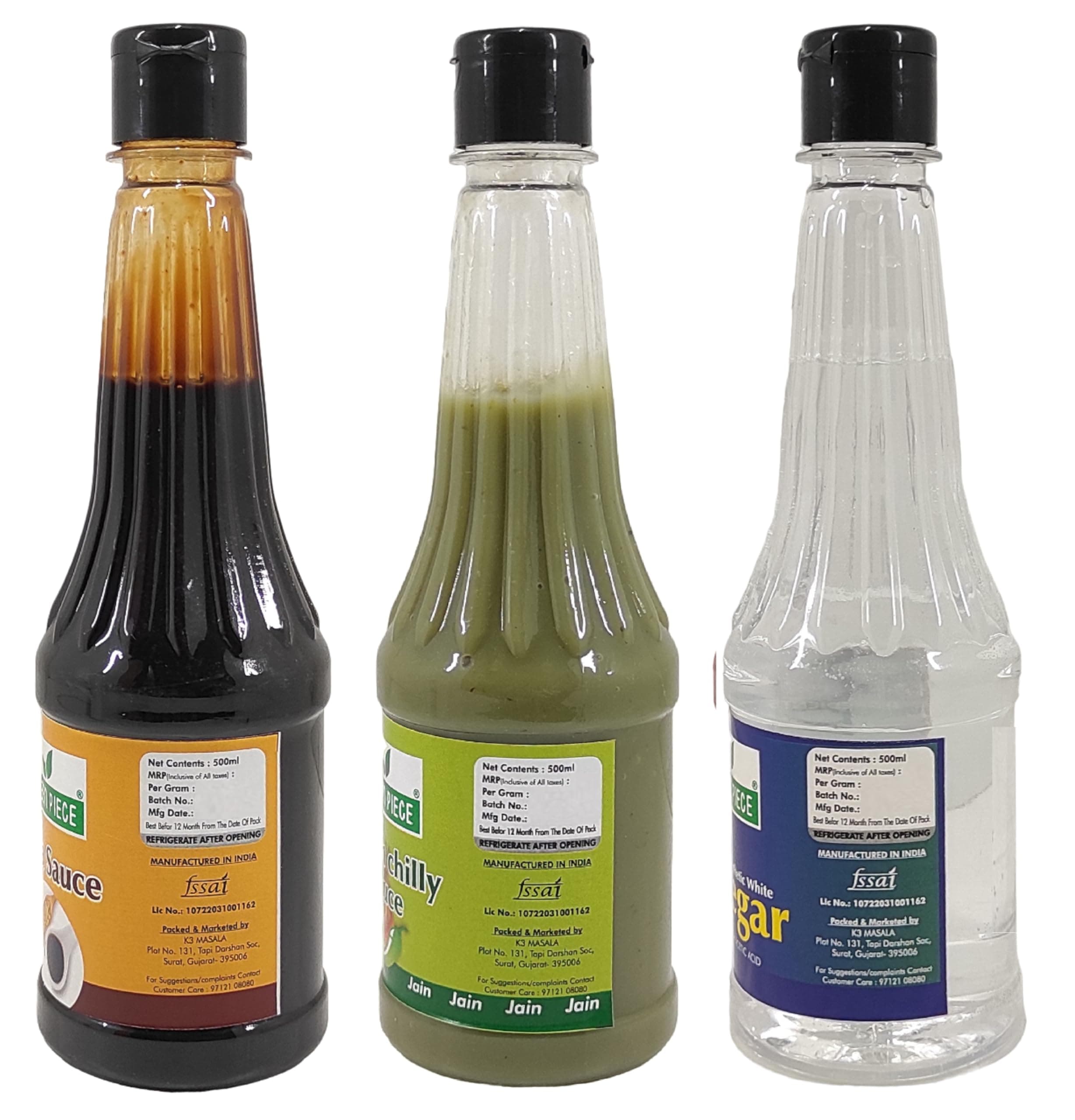 Green Piece Jain Sauce WIth No Onion/Garlic Soya sauce,Green Chilli & Vinegar.(Pack of 3) Sauce (1500 ml) — image 4