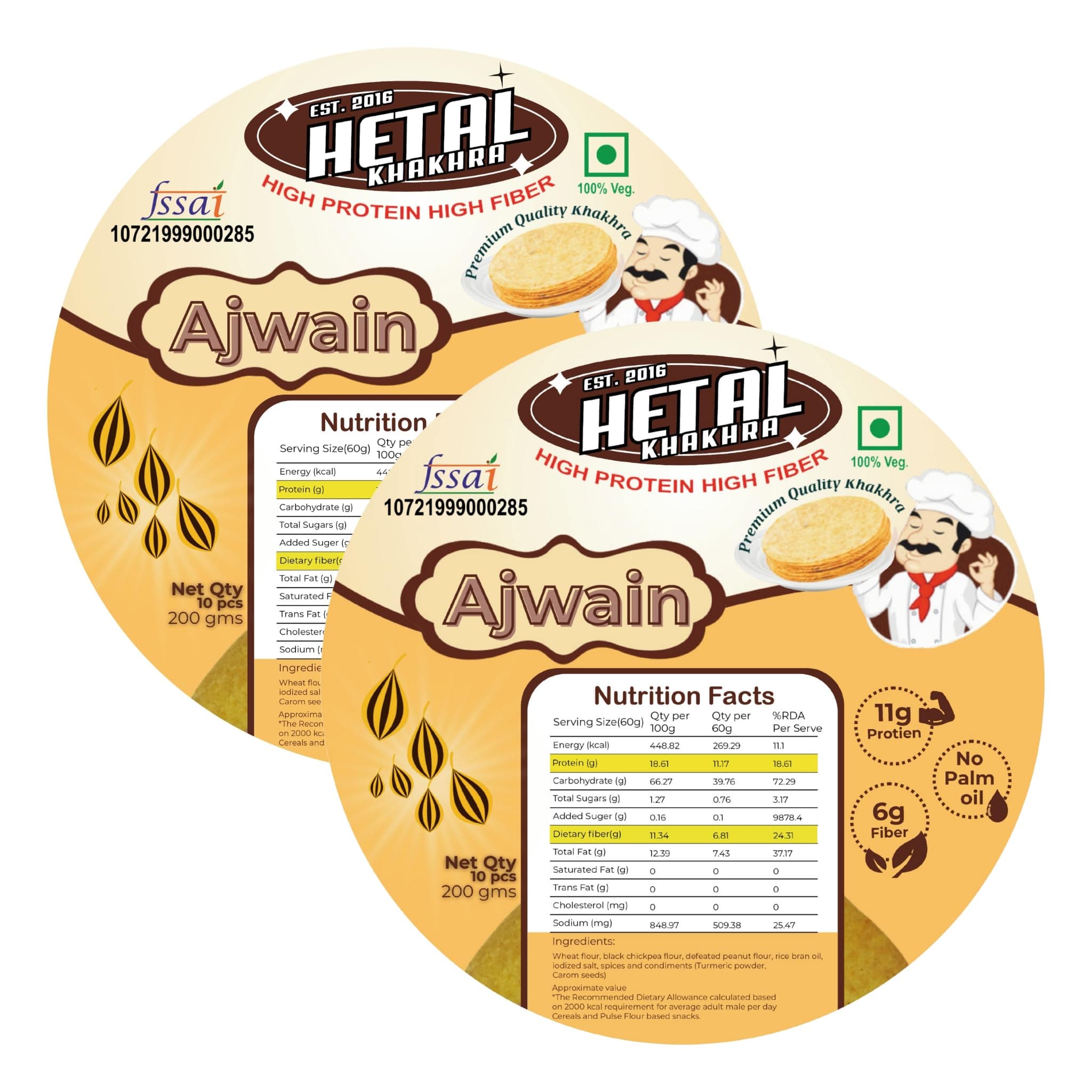 Ajwain Khakhra | JAIN | Crispy | Ready To Eat | High Protein High Fiber| No Palm Oil | 200g Vacuum Pack Of 2 — image 2