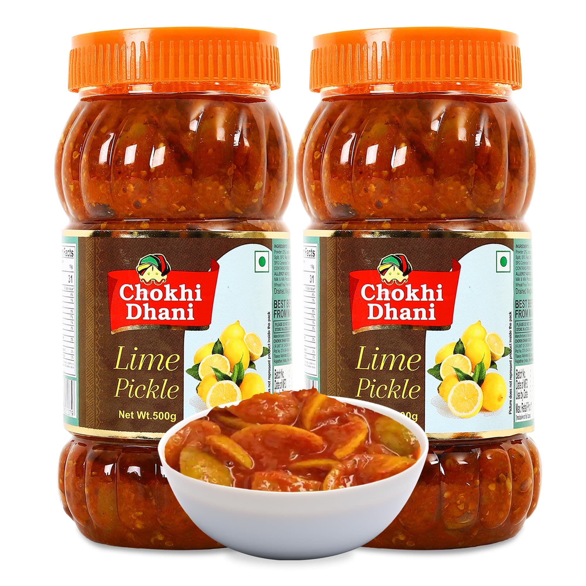 Chokhi Dhani Spicy Lime Pickle Pack of 2 (500g Each) | Nimbu Achar | Oil Free Lemon Pickle | No Onion No Garlic | Tangy & Spicy Indian Pickle | Homemade Taste — image 2