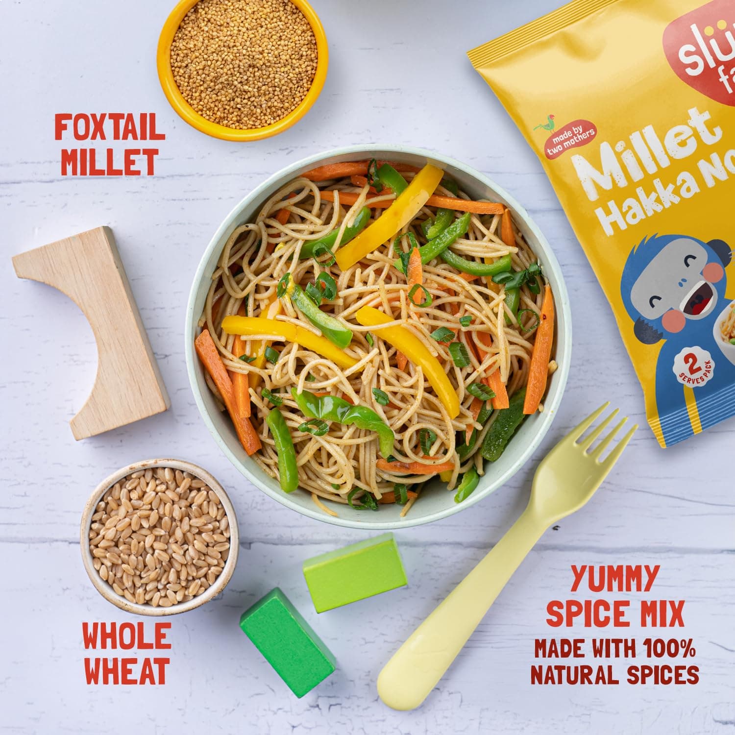 Slurrp Farm No Maida Millet Hakka Noodles | Classic Masala | Perfect for Tiffins | Mealtime Favourite | Serves 2 (96 gms) — image 8