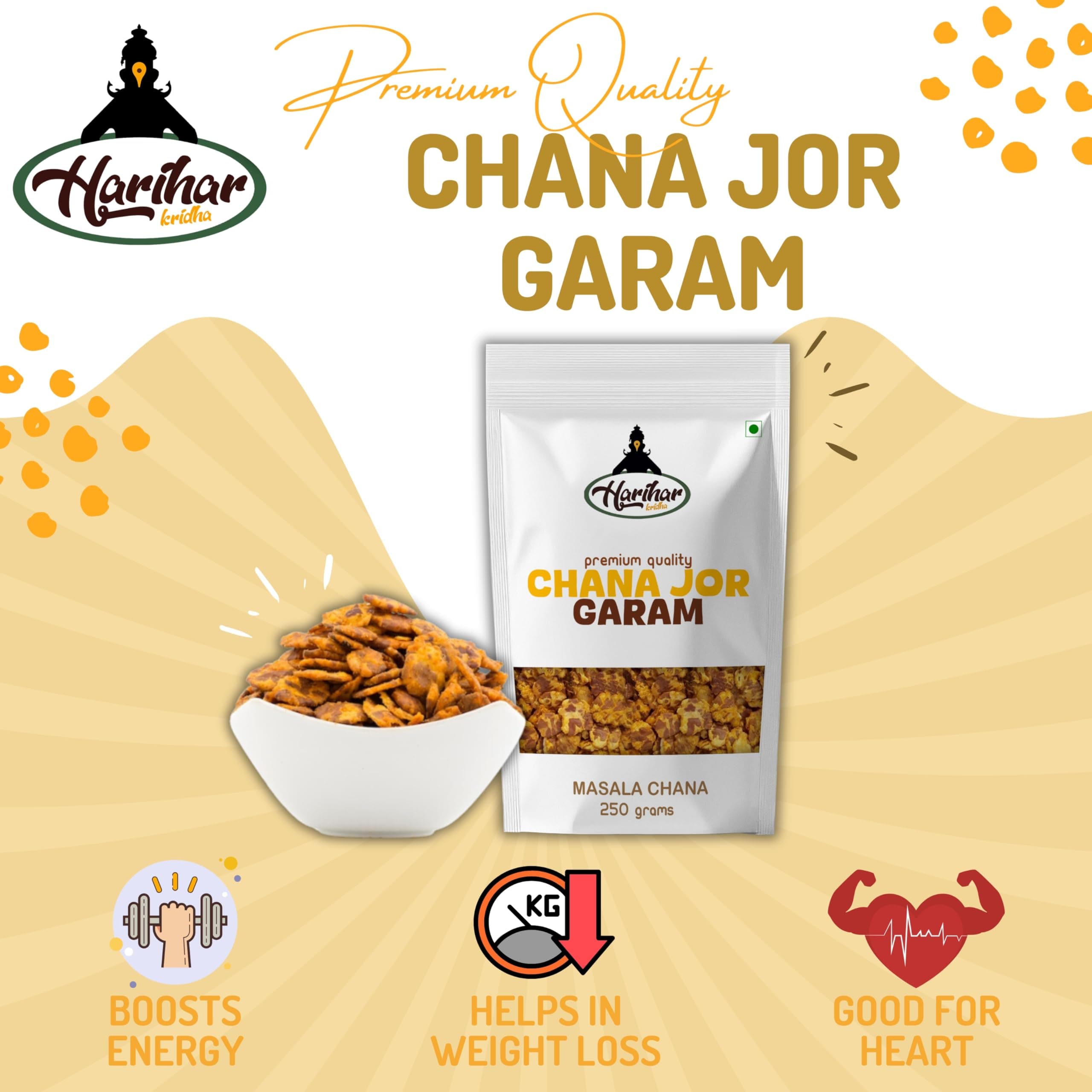 HARIHAR KRIDHA Chana Jor Garam 900g - Healthy Namkeen Snacks For Diet - High Protein Snack - Chana Chur Garam | Cholesterol Free & Transfat Free Chana Snack (450 Gram x Pack of 2) — image 4