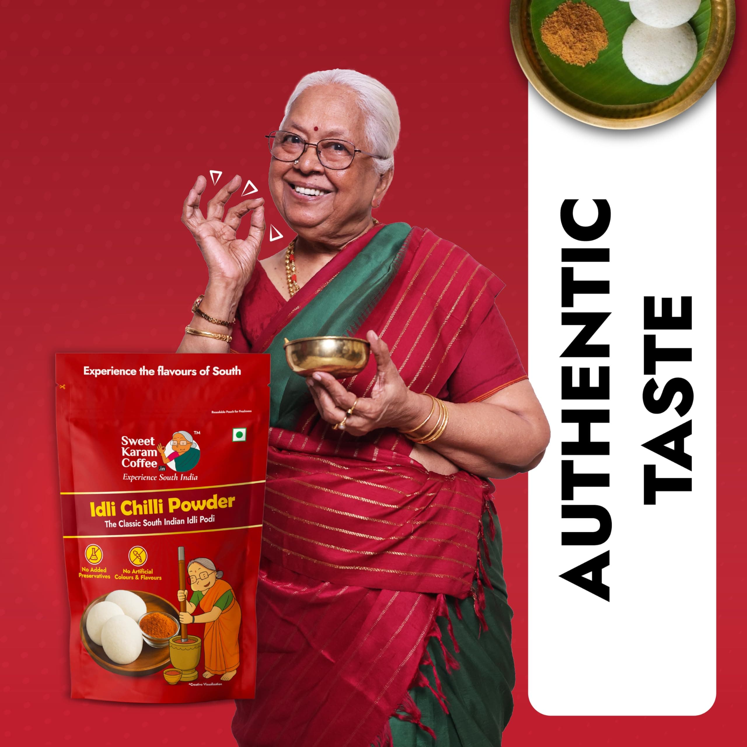 Sweet Karam Coffee Idli Podi (Chilli Gun Powder) – 180g | Authentic South Indian Homemade Spice Mix | Aromatic & Flavorful | No Preservatives | Tasty & Healthy | Perfect with Idli, Dosa & Rice — image 7