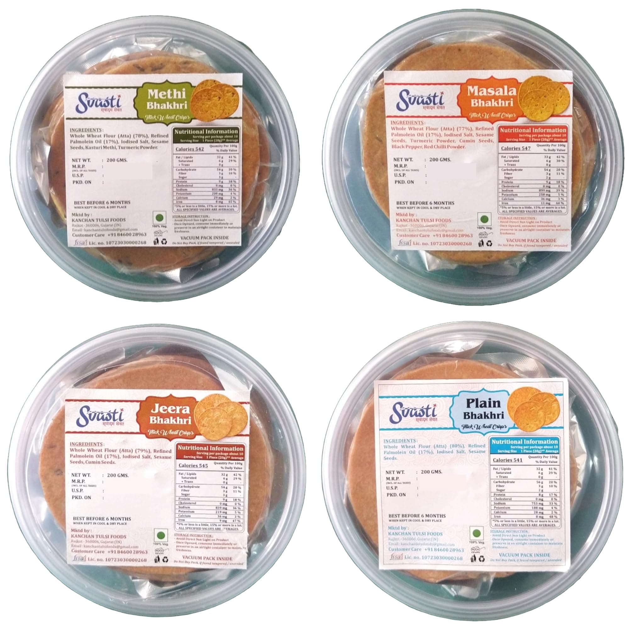 Svasti Dry Methi, Masala, Jeera, Plain Bhakhri Snacks - 200 gms (Pack Of 4) | Roasted Healthy Gujarati Snacks | No Maida | No Artificial Colours | No Onion & No Garlic | Vacuum Packed — image 2