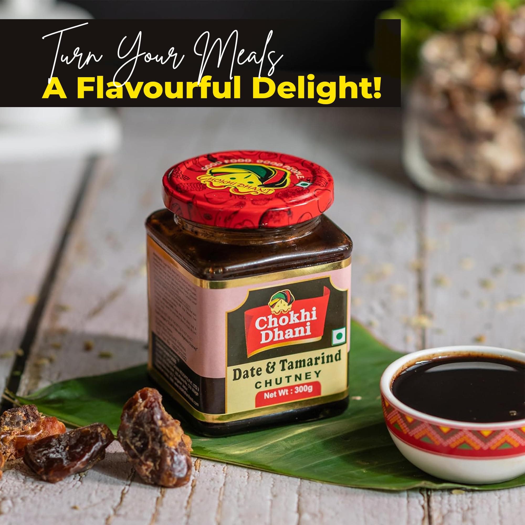 Chokhi Dhani Tamarind Date Chutney 300g Each (Pack of 2) | Authentic Imli Khajoor Ki Khatti Meethi Chutney | Sweet & Tangy Dip for Chaat, Samosa & Snacks | Jain-Friendly | No Preservatives — image 3