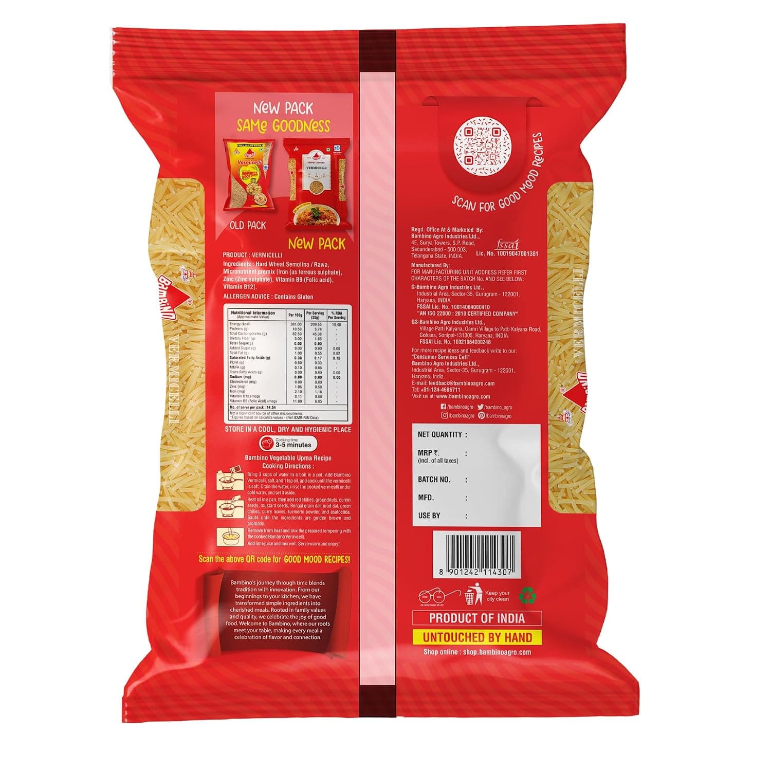 Bambino Vegetarian Vermicelli Pouch, 850 grams/ 900 grams(weight may vary) (packaging may vary) — image 5