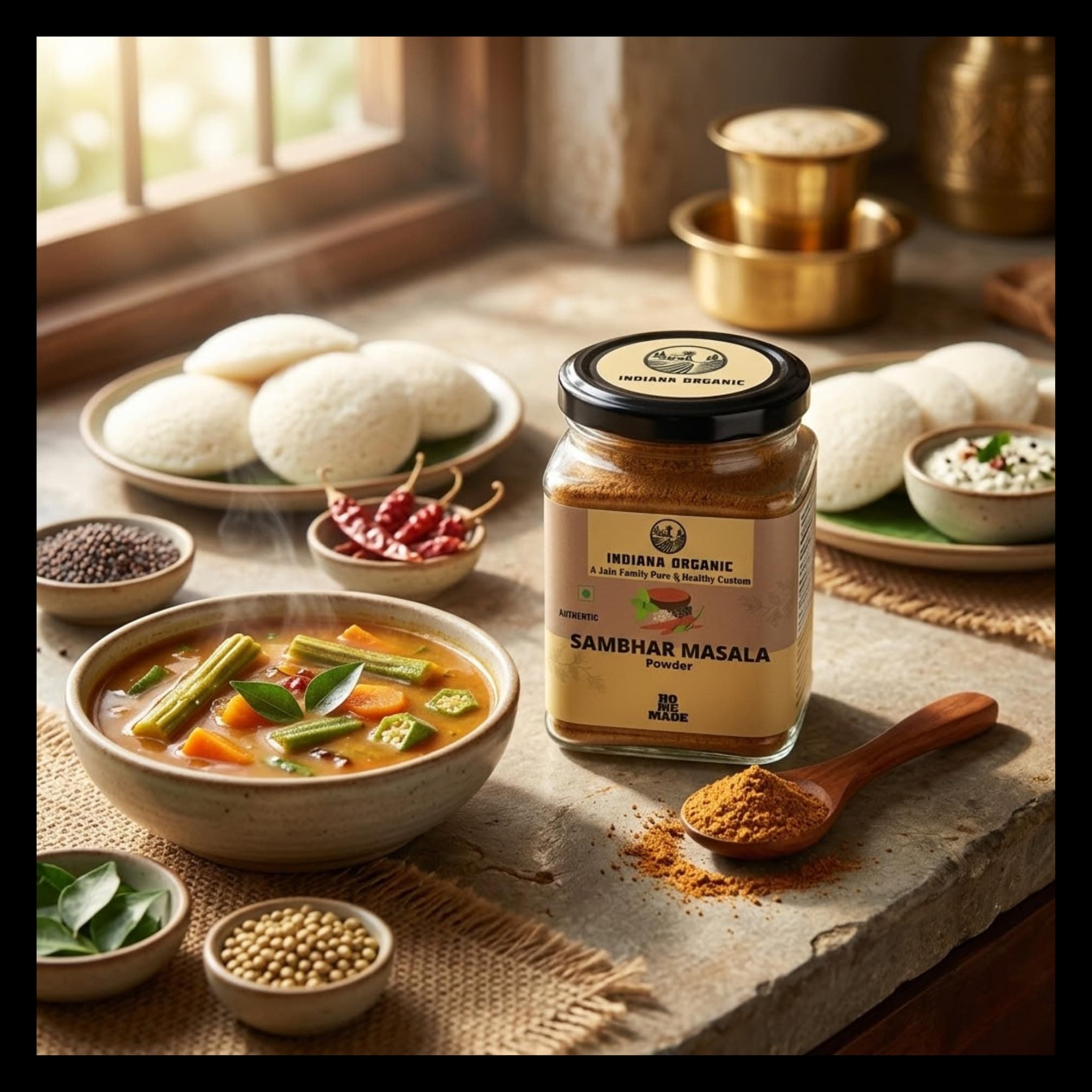 Indiana Organic Sambar Masala Powder -150 gram | No onion & garlic | freshly pack on order | Blend Of Hing, curry leaf, lentils and spices | No preservatives or clumping agent | Authentic South Indian Blend — image 8