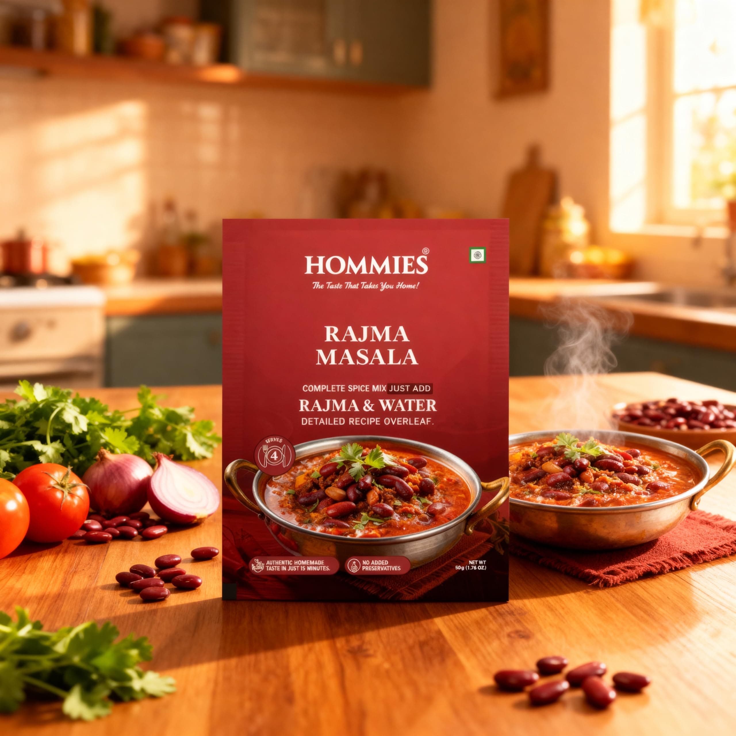 Hommies Mixed Curry Spice Combo (Pack of 4) | Vegetable Biryani, Chana/Chole Masala, Rajma Masala & Kaju Curry Masala | Ready to Cook | Just Add Basics | Serves 4 Each | Vegetarian | No Preservatives| Pack of 4 (50g Each, Total 200g) (Combo of 4-3) — image 6