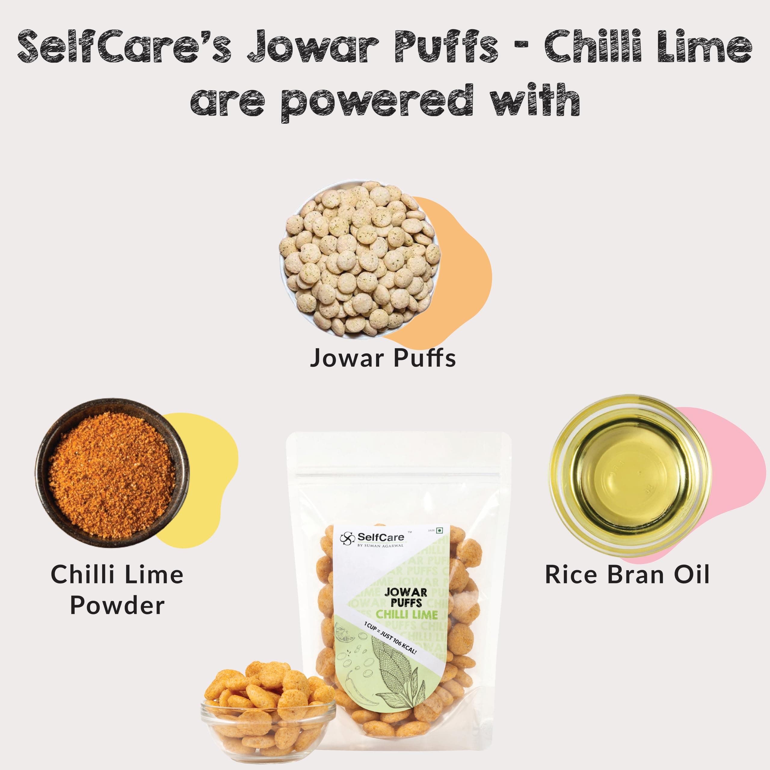 SelfCare By Suman Agarwal Jowar Puff - Chilli Lime - 75g (Pack of 1) | Roasted | No Added Artificial Flavors or Preservatives | Savoury - Snacks - Namkeen - Grocery | Vegan - Jain - Travel Friendly | — image 2
