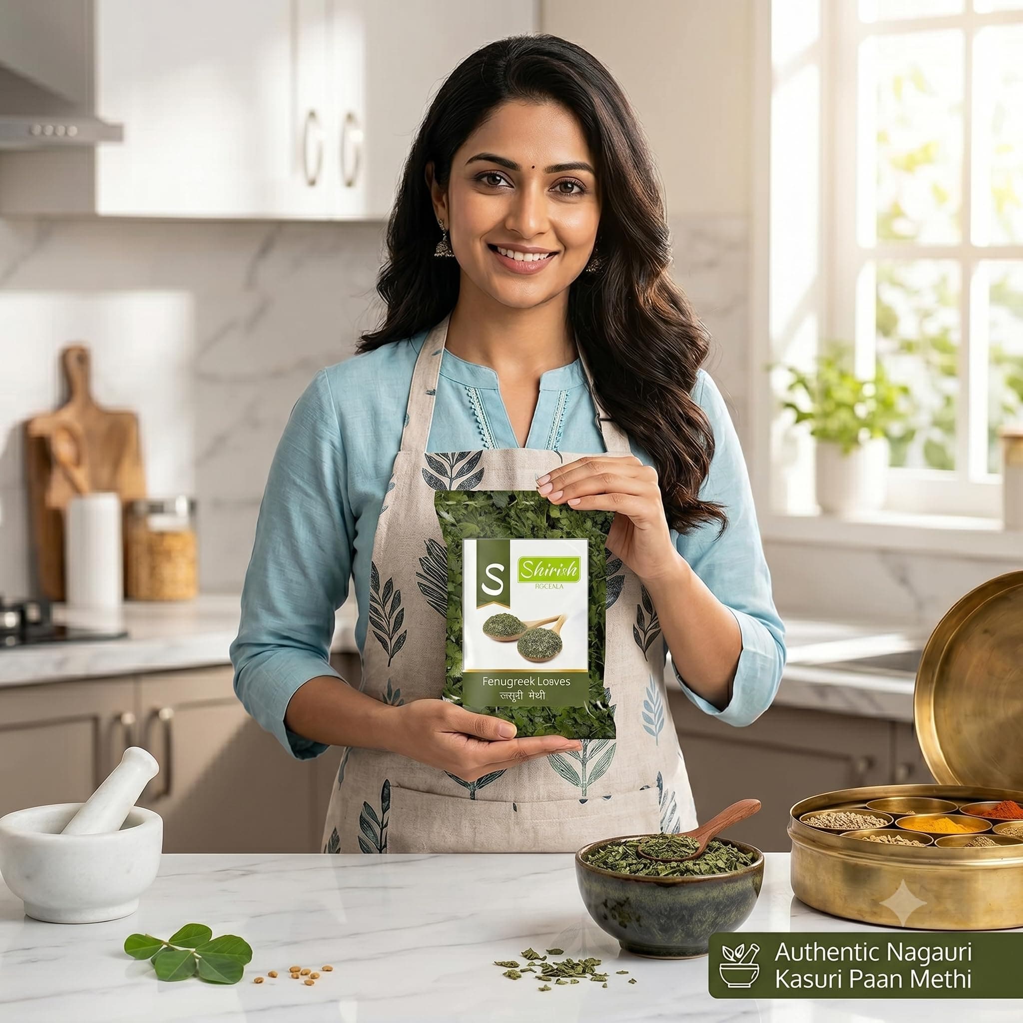 Shirish Masala Organic Kasuri Methi, Fenugreek Leaves, Dried Methi Leaves 100g Spices Masala — image 4