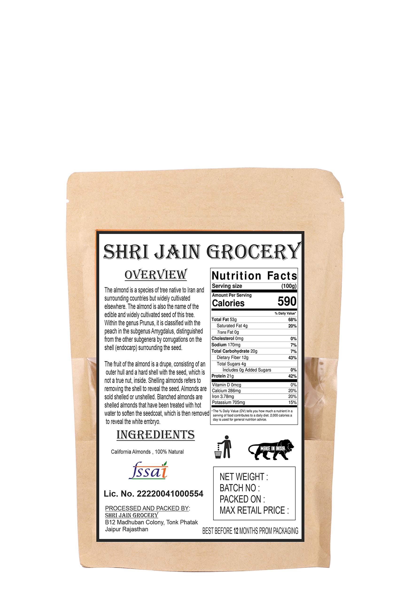 SHRI JAIN GROCERY California Almonds (250 gm) — image 2