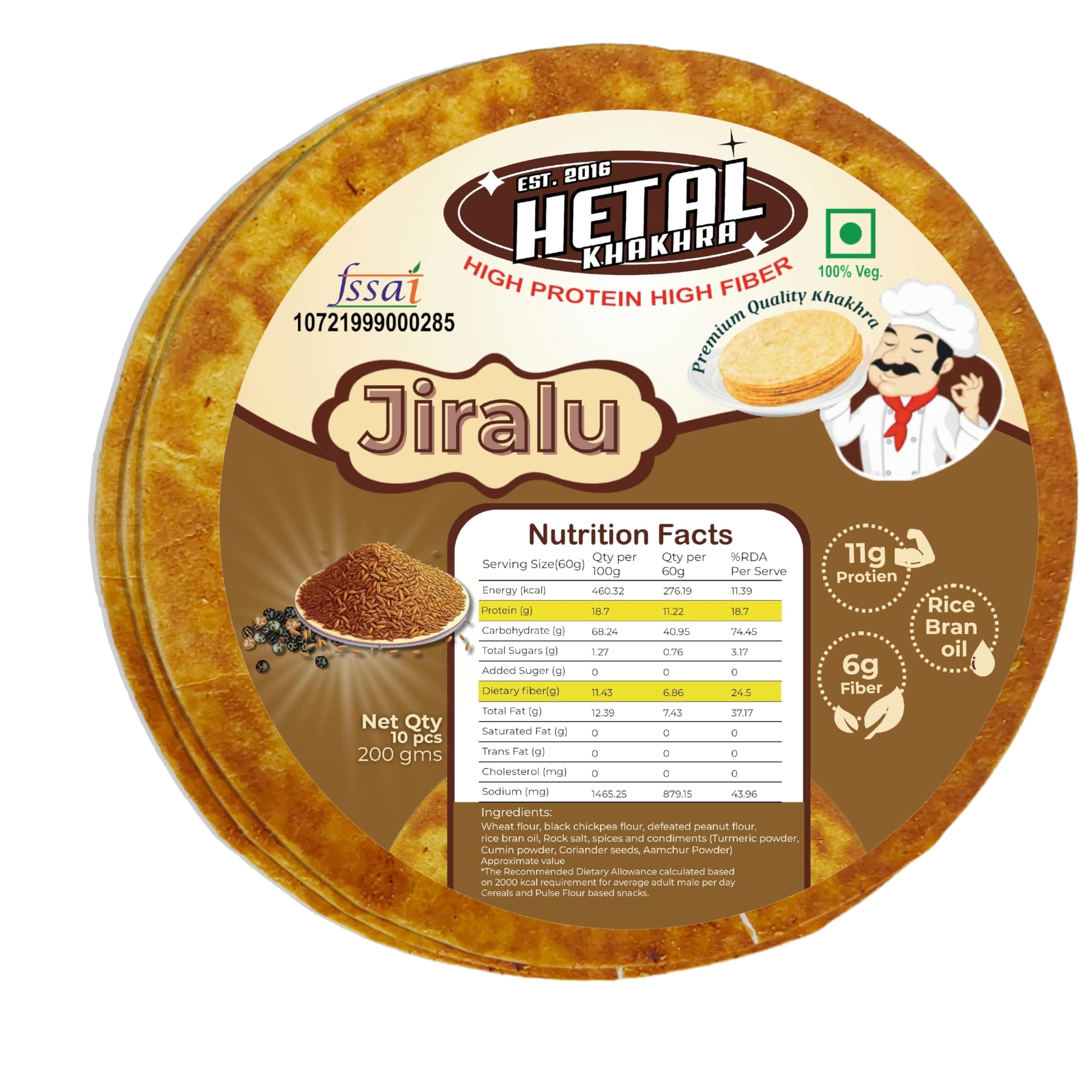 Jiralu Khakhra | JAIN | Crispy | Ready To Eat | High Protein High Fiber| No Palm Oil | 200g Vacuum Pack Of 2 — image 9
