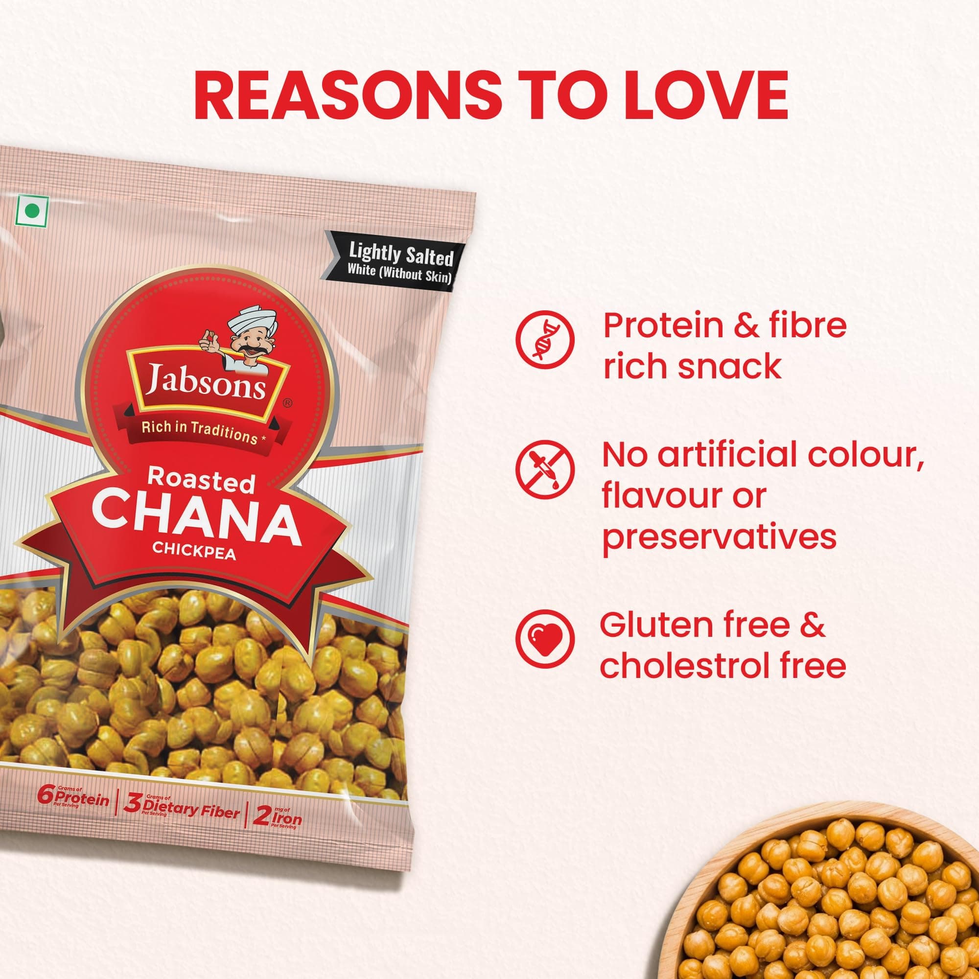 Jabsons Roasted Chana Mahabaleshwar White, 200gm | 100% Roasted | No Onion No Garlic | Desi Chana Namkeen Snacks Gluten-Free | Crunchy Protein Snacks Bhuna Chana Ready to Eat — image 5