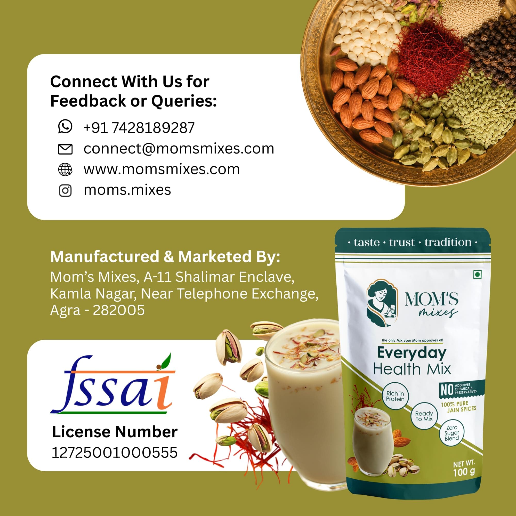 Mom’s Mixes Everyday Health Mix | Dry Fruits | 16g Natural Protein | Almonds, Pistachios & Seeds Blend | Pure Jain Mix | No Sugar | Semi-Solid Nutrient Mix | Pure Jain | No Preservatives | No MSG | Healthy Blend | 200g — image 12