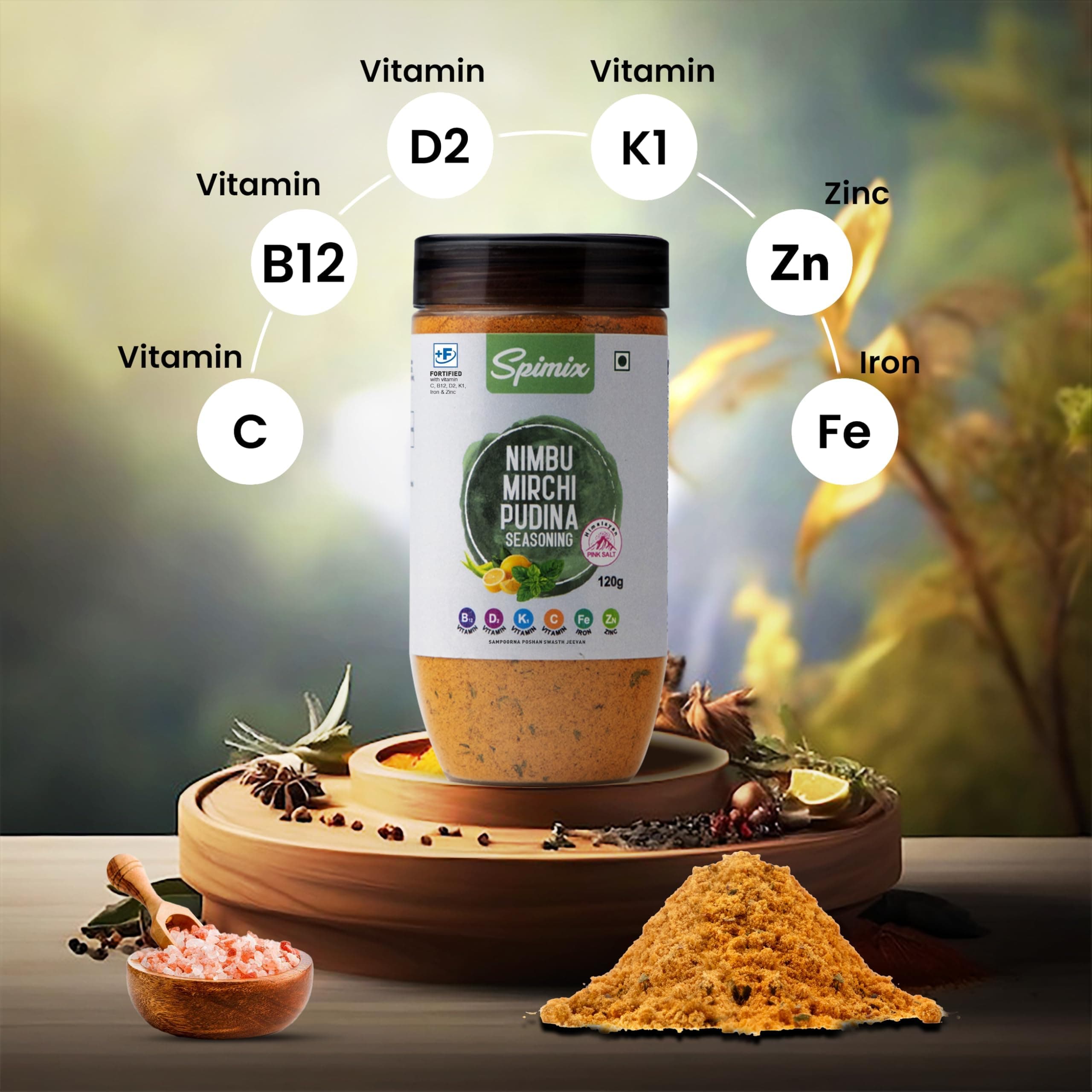 SPIMIX Nimbu Mirch Pudhina Seasoning | Tangy & Spicy Masala | 120g | Sprinkle on Chaat, Salads & Raita | For Grilled Fish, Lemon Chicken & Eggs | Himalayan Pink Salt | US FDA Approved — image 3