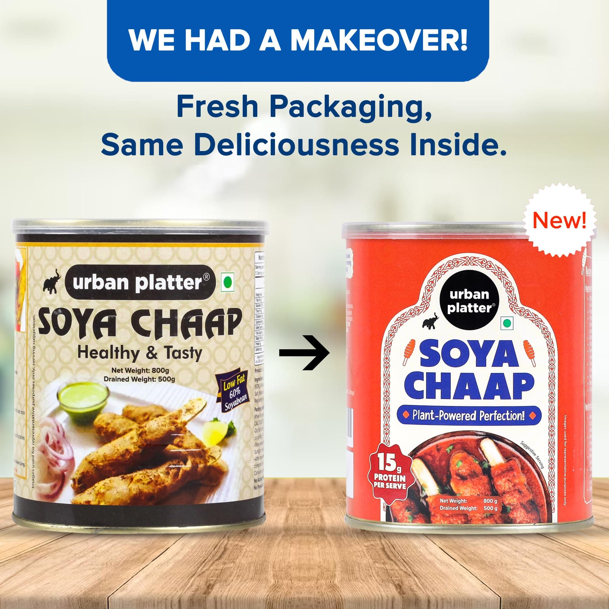 Urban Platter Soya Chaap in Brine, 800g (Canned | Chunks on Stick | Drained Weight - 500g, Rich in Plant Protein| Soy Chap) — image 8