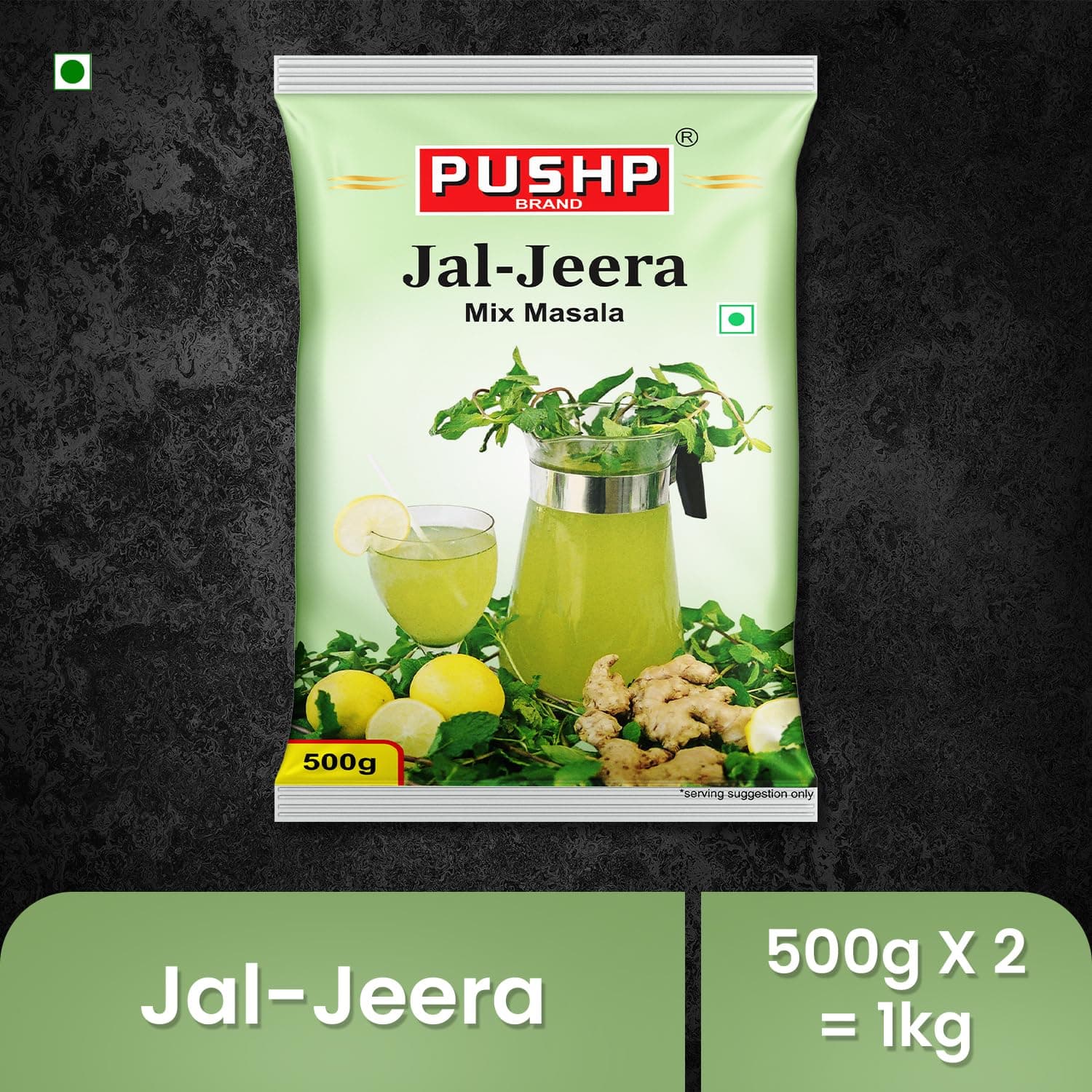 Pushp Brand Jal Jeera Powder (Masala) 500 g Pouch | Pack of 2 | Instant Drink Mix Masala for Refreshing Summer Drink & Chat, Mint & Cumin Blend, No Artificial Colours | Hygienically Packed | — image 3
