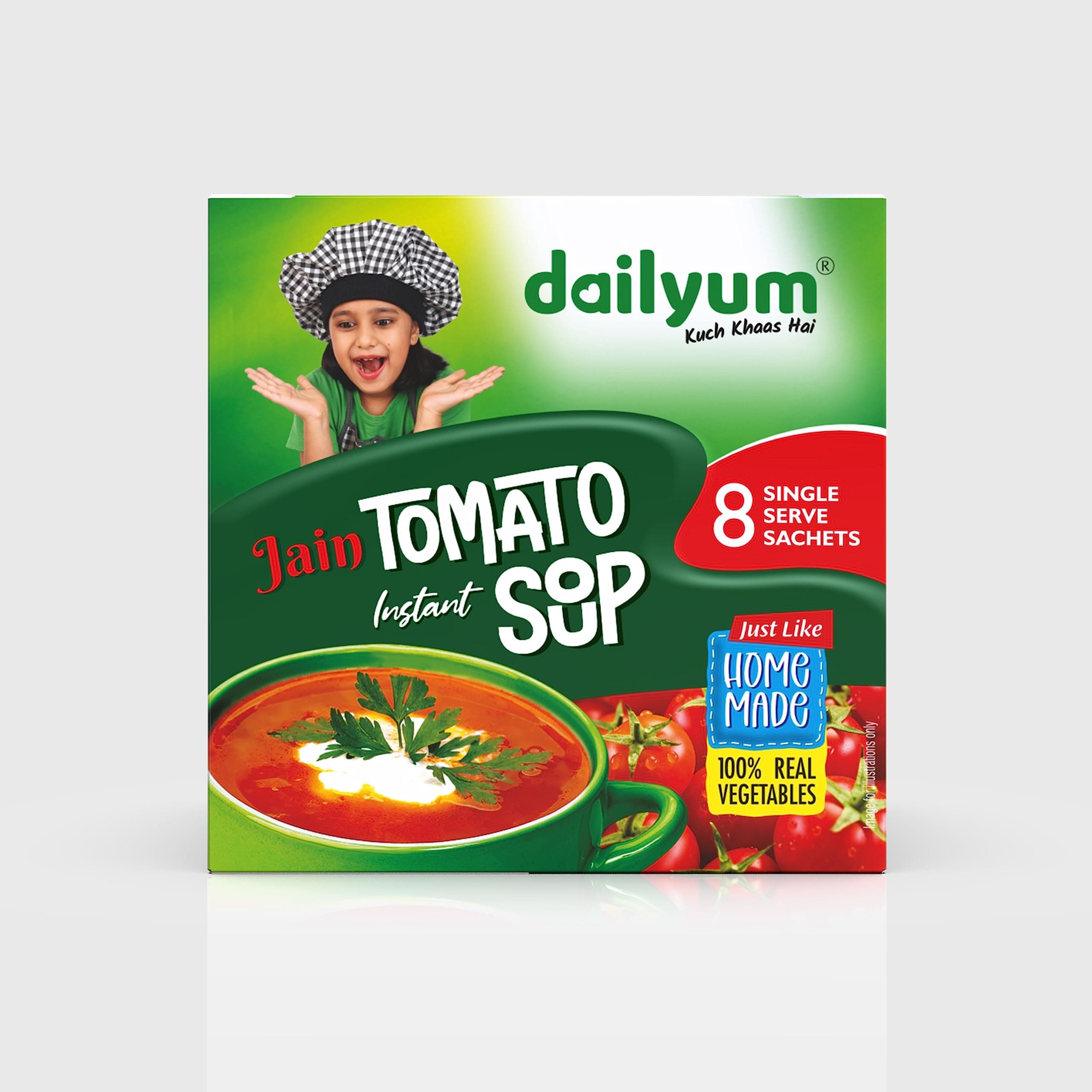 Dailyum Jain Instant Tomato Soup| 8 Single Serve Sachets | Just Boil-Stir-Sip | 12g Each Sip-A-Soup| Natural | No MSG | Pack of 2 Box | Travel friendly — image 5