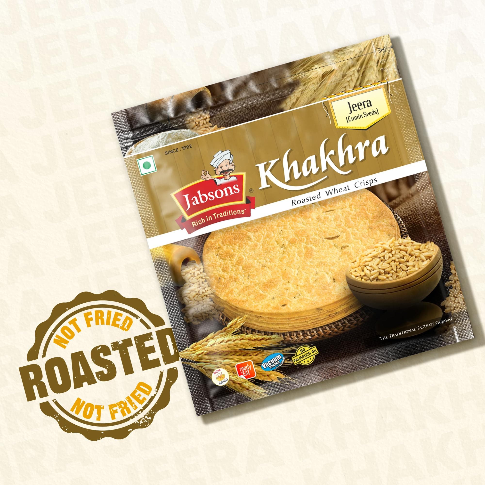 Jabsons Jeera Khakhra 100% Roasted | Pack of 6| No Onion No Garlic Ready To Eat | Vacuum Sealed | Crispy Healthy And Diet-Friendly Indian Tea Time Treat Gujrati Snacks,1.08 Kg — image 6